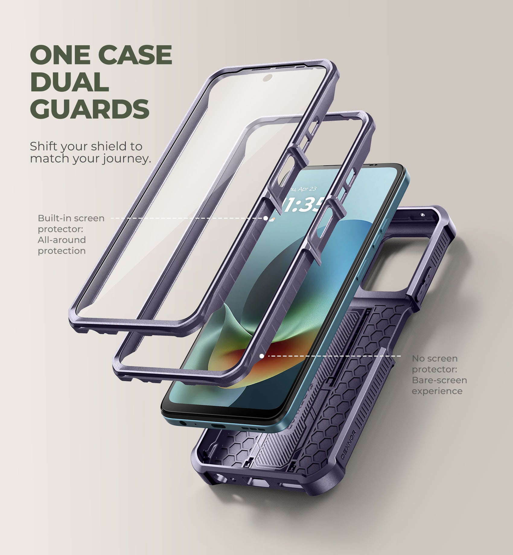 Dexnor Case for Motorola Moto G 2026 2 Front Frame Built-in Slide Camera Cover Kickstand Heavy Duty with Screen Protector 6.7 Inch
