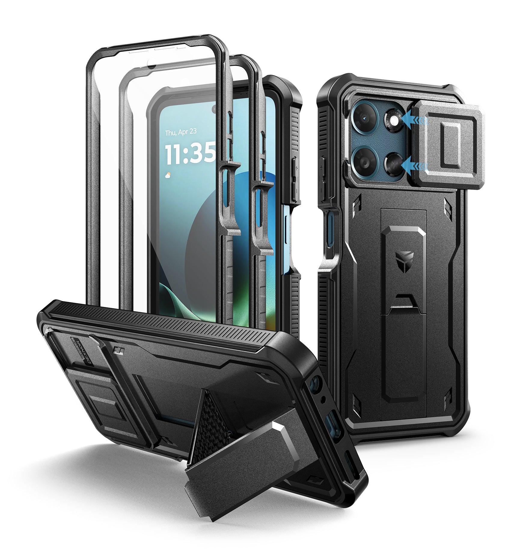 Dexnor Case for Motorola Moto G Play 2026 2 Front Frame Built-in Slide Camera Cover Kickstand Heavy Duty with Screen Protector 6.7 Inch