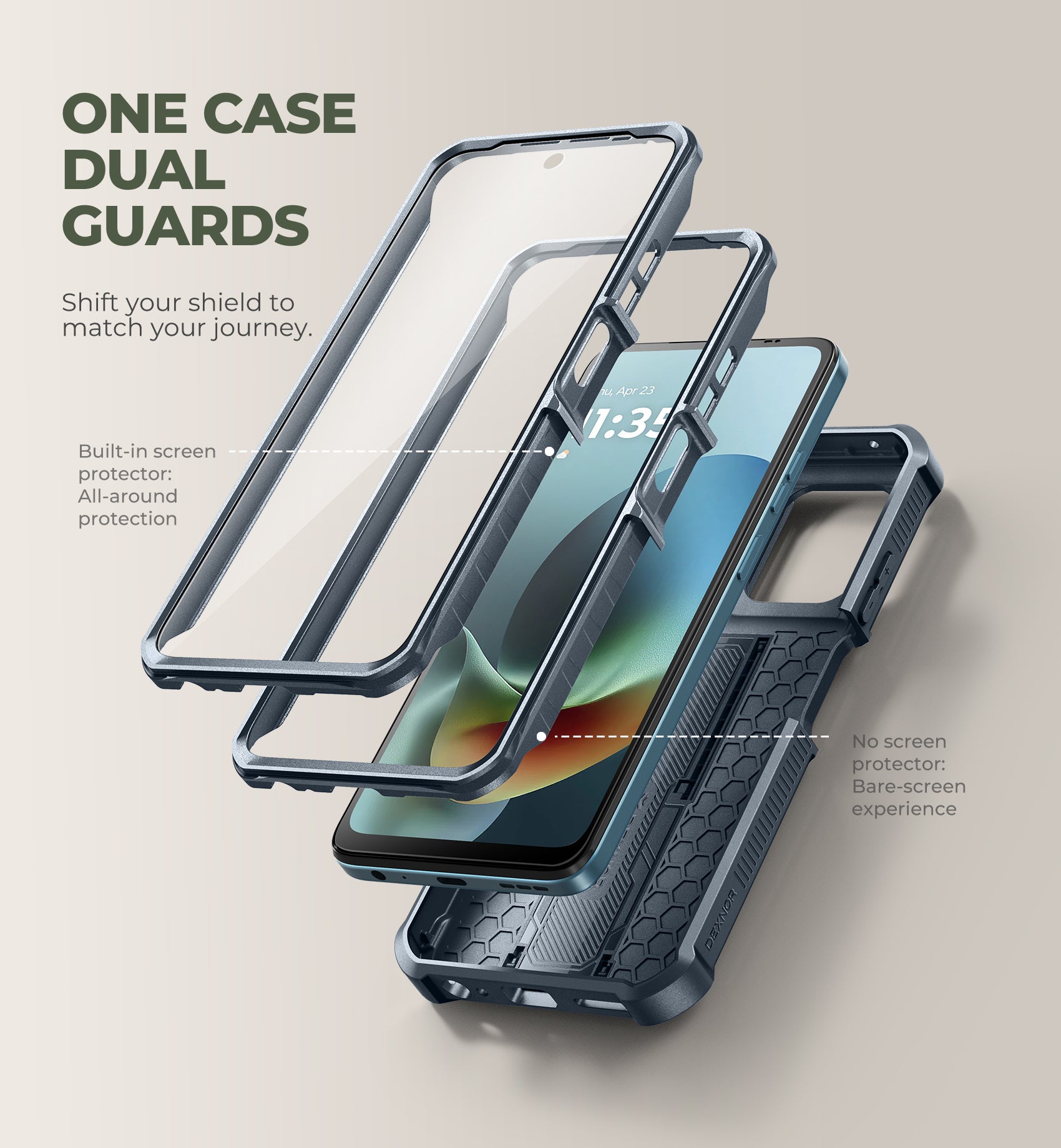 Dexnor Case for Motorola Moto G Play 2026 2 Front Frame Built-in Slide Camera Cover Kickstand Heavy Duty with Screen Protector 6.7 Inch
