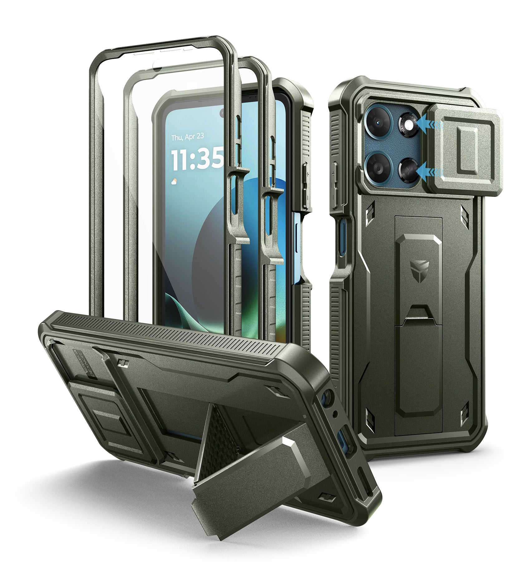 Dexnor Case for Motorola Moto G Play 2026 2 Front Frame Built-in Slide Camera Cover Kickstand Heavy Duty with Screen Protector 6.7 Inch