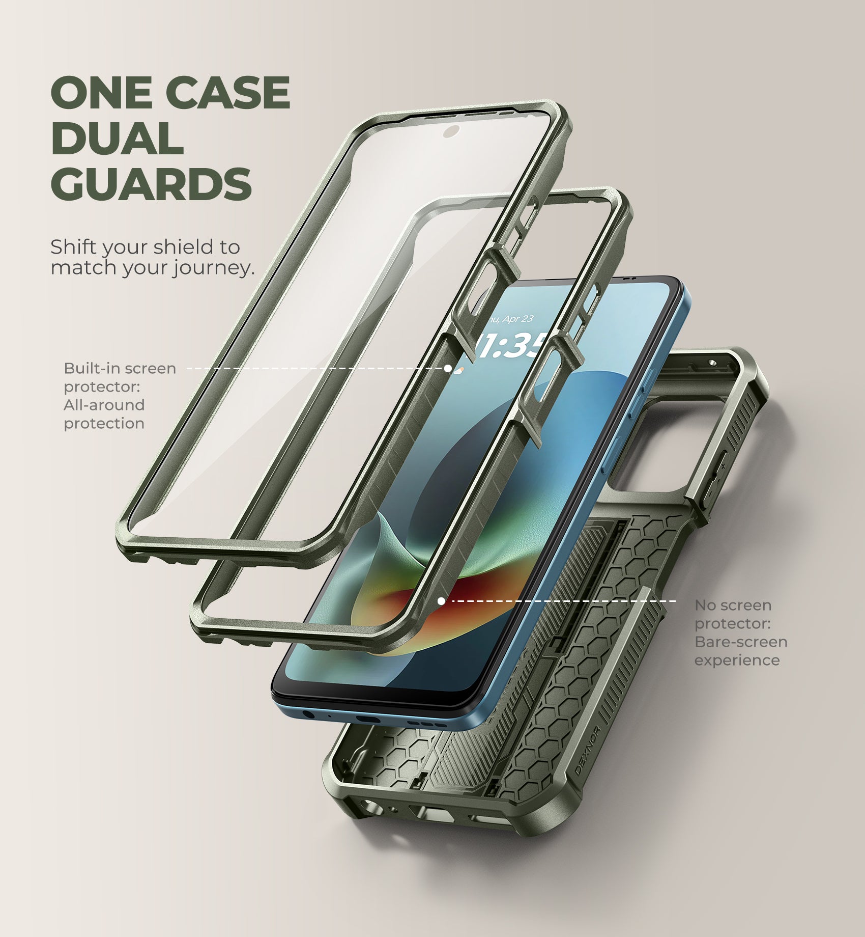 Dexnor Case for Motorola Moto G Play 2026 2 Front Frame Built-in Slide Camera Cover Kickstand Heavy Duty with Screen Protector 6.7 Inch