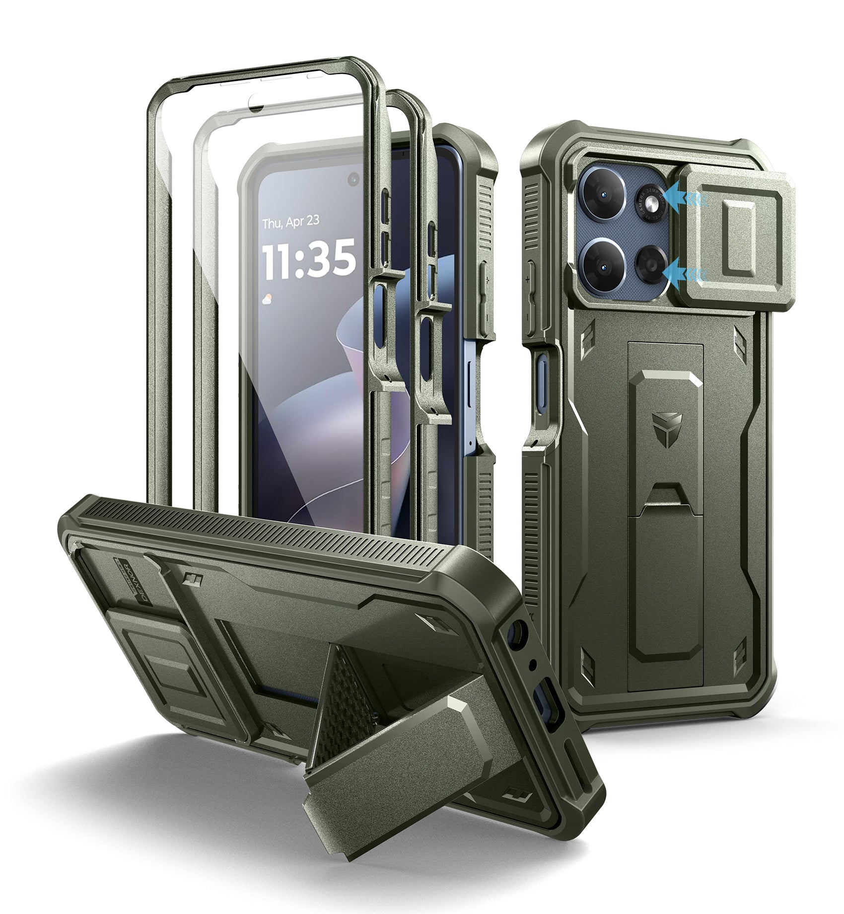 Dexnor Case for Motorola Moto G Power 5G 2025 2 Front Frame Built-in Magnetic Slide Camera Cover Kickstand Heavy Duty Shockproof Phone Cover with Screen Protector
