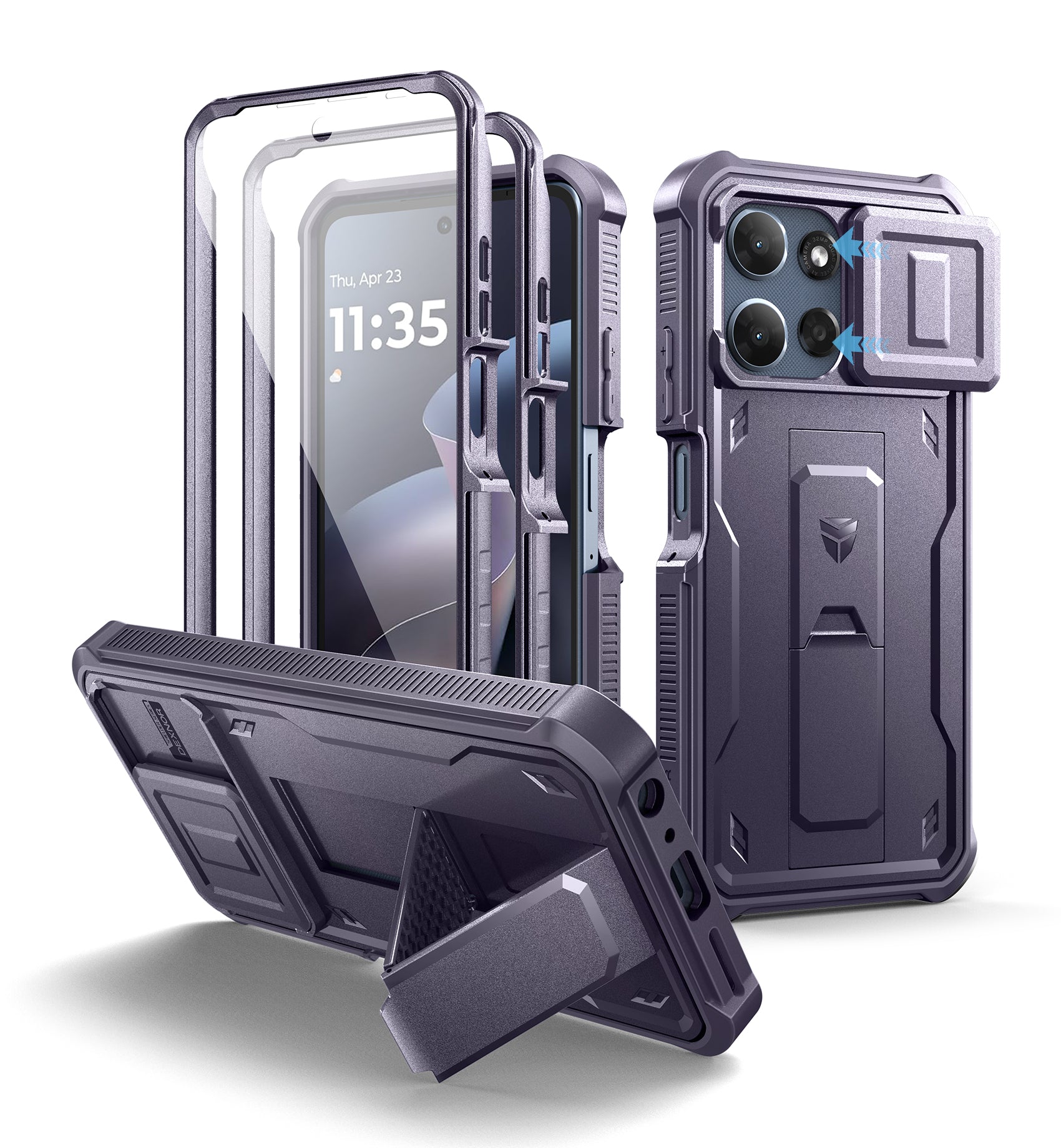 Dexnor Case for Motorola Moto G Power 5G 2025 2 Front Frame Built-in Magnetic Slide Camera Cover Kickstand Heavy Duty Shockproof Phone Cover with Screen Protector