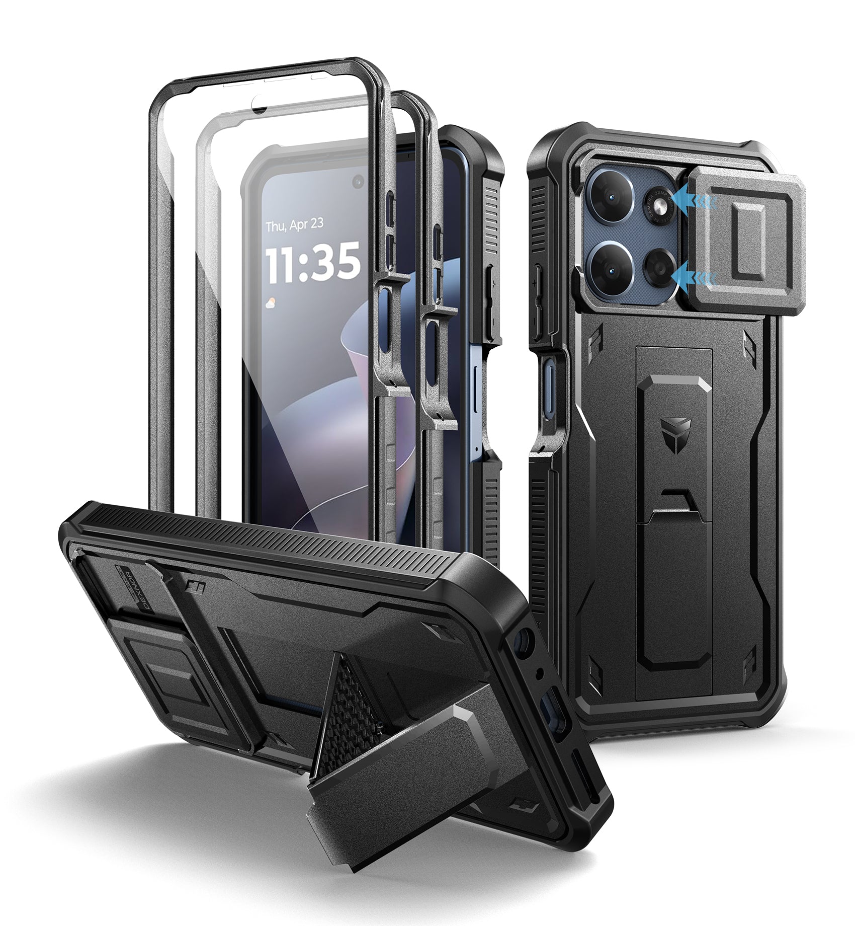 Dexnor Case for Motorola Moto G Power 5G 2026 2 Front Frame Built-in Magnetic Slide Camera Cover Kickstand Heavy Duty Shockproof Phone Cover with Screen Protector