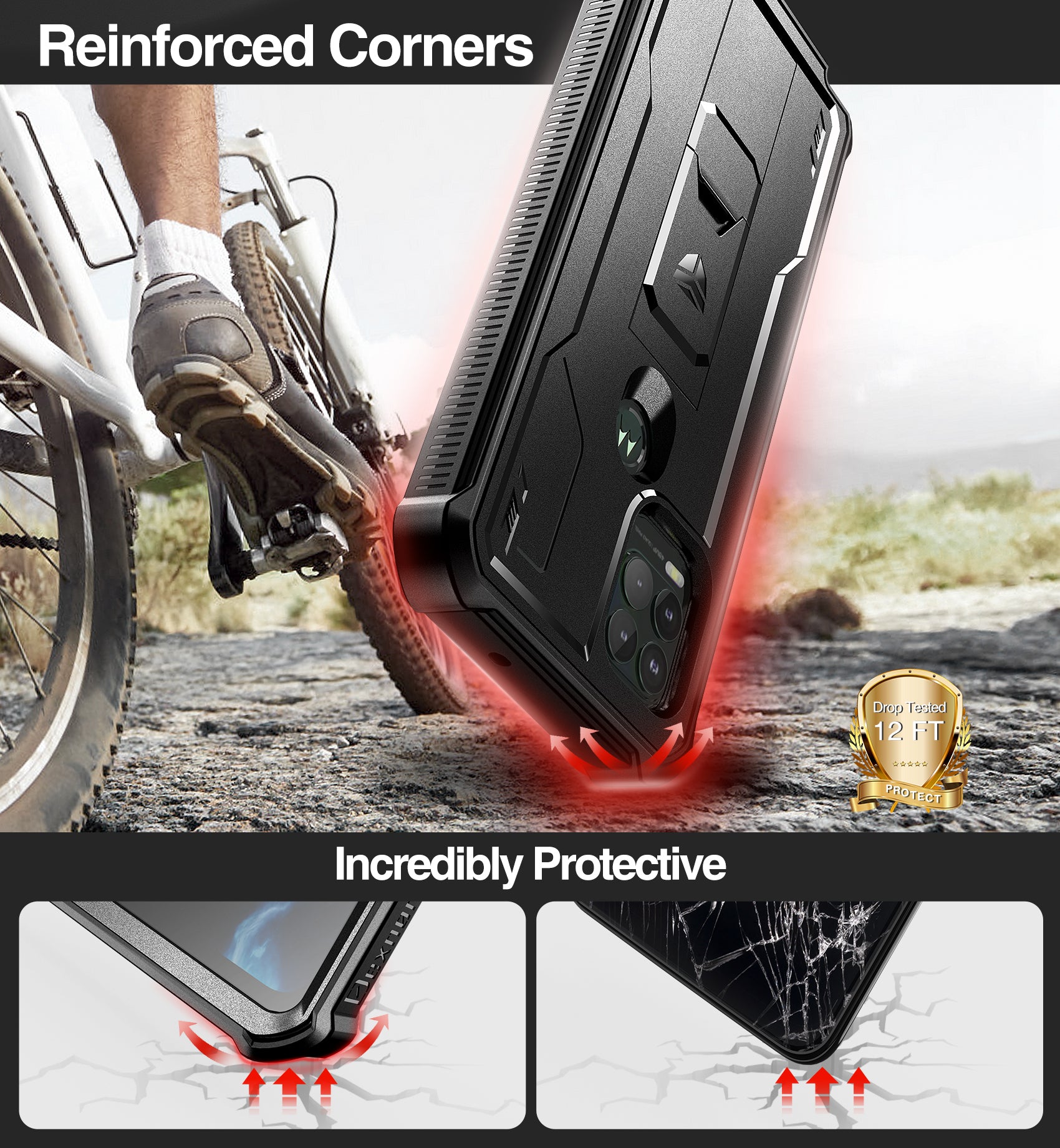 Dexnor Case for Motorola Moto G Stylus 5G 2021 Built in Screen Protector and Kickstand Heavy Duty Military Grade Protection Shockproof Protective Cover