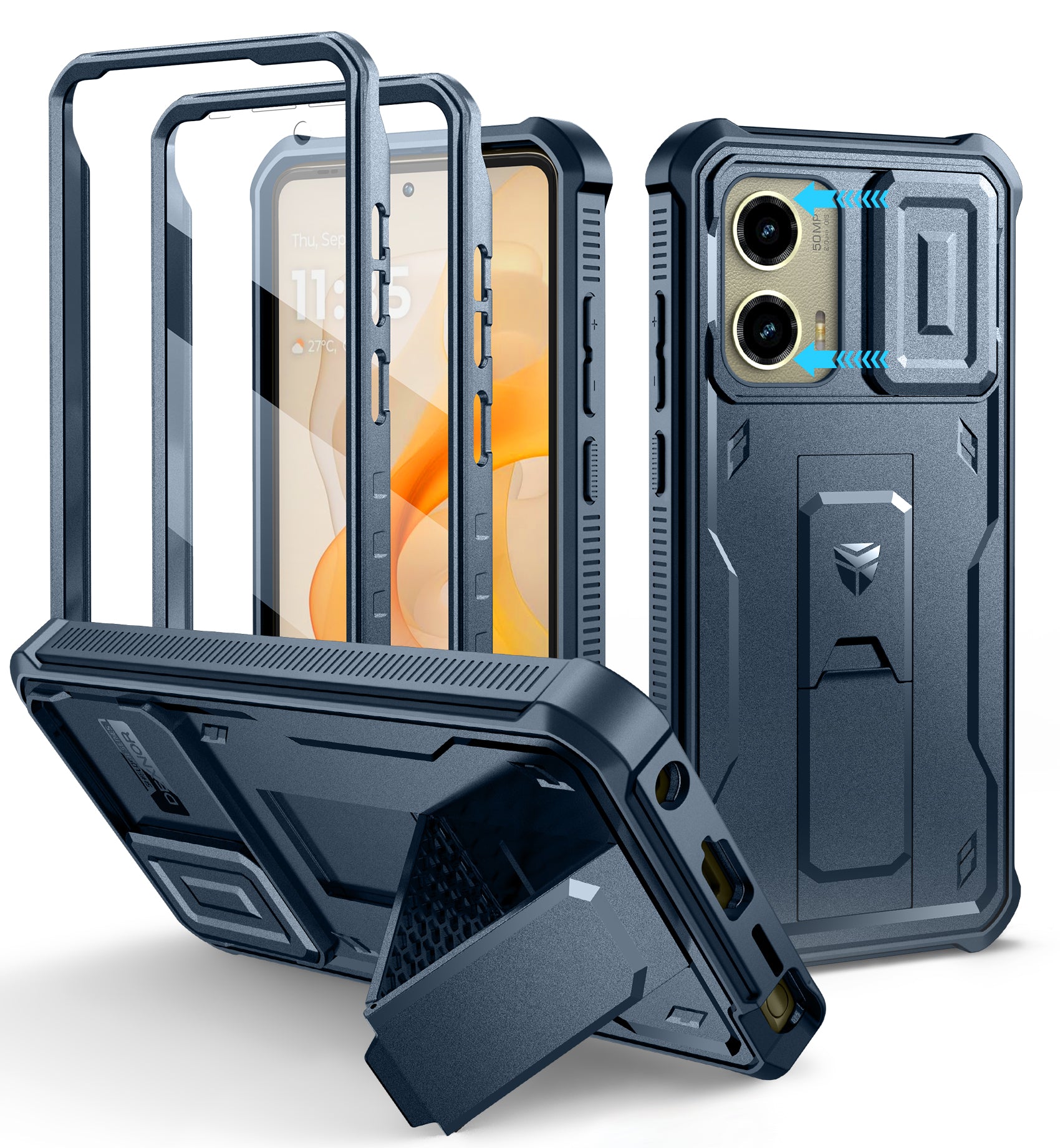 Dexnor Case for Motorola Moto G Stylus 5G 2024 Not Fit Moto G 5G 2024 Bulit-in Slide Camera Cover 2 Front Frame Heavy Duty Protection Cover with Screen Protector Kickstand 6.7 inch