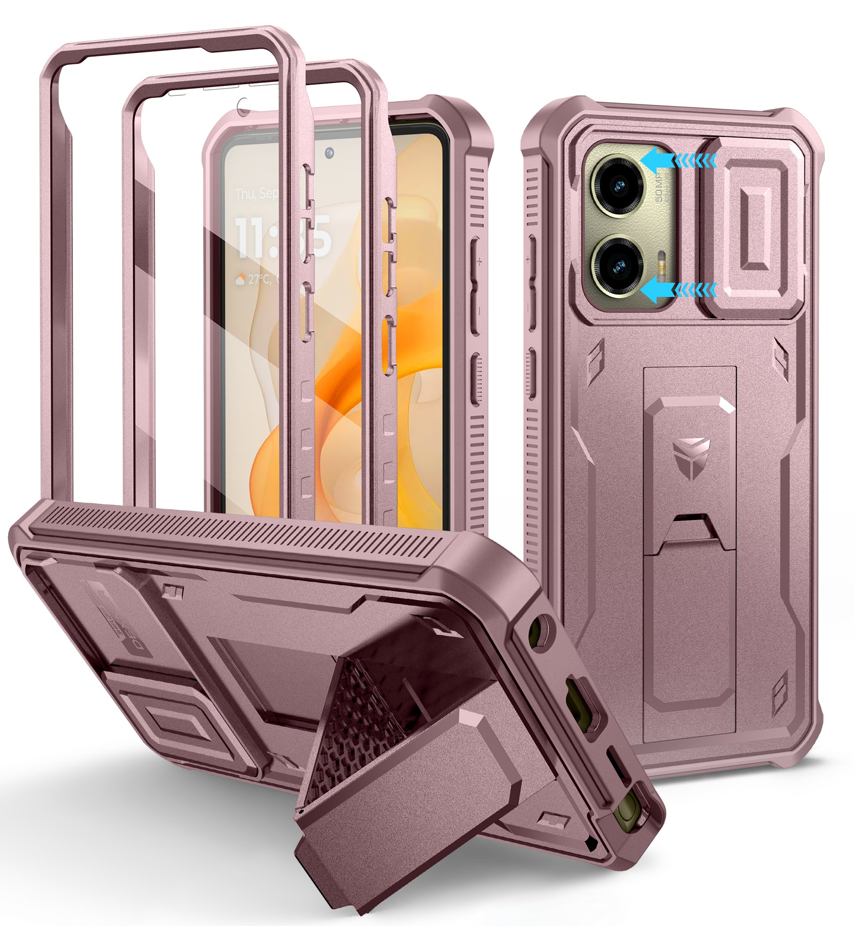 Dexnor Case for Motorola Moto G Stylus 5G 2024 Not Fit Moto G 5G 2024 Bulit-in Slide Camera Cover 2 Front Frame Heavy Duty Protection Cover with Screen Protector Kickstand 6.7 inch