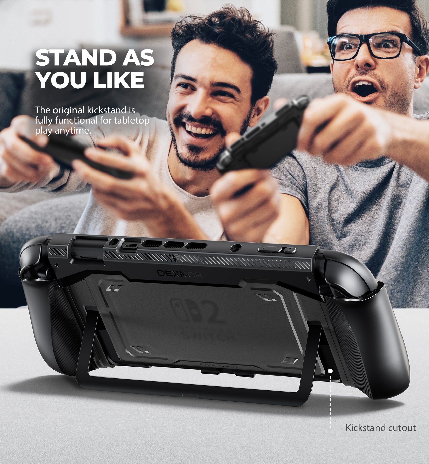 Dexnor Case for Nintendo Switch 2nd Gen 2025 Ultra-light Shockproof Dockable Cover with Non-slip Ergonomic Grip Supports Stand Use