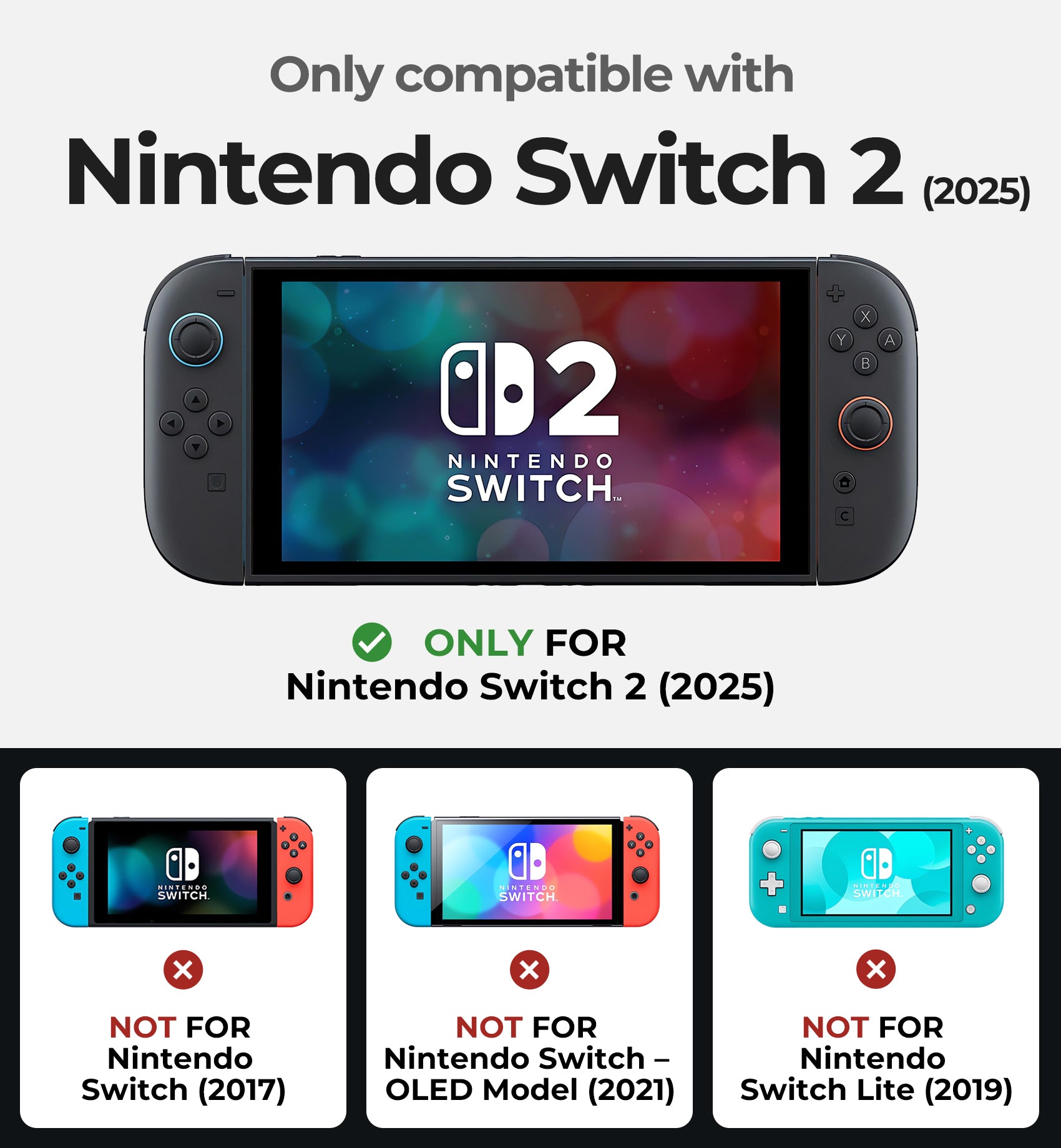 Dexnor Case for Nintendo Switch 2nd Gen 2025 Ultra-light Shockproof Dockable Cover with Non-slip Ergonomic Grip Supports Stand Use