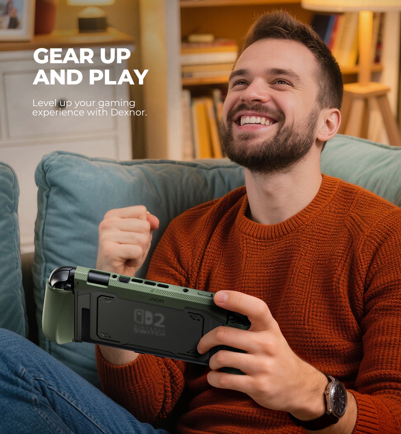 Dexnor Case for Nintendo Switch 2nd Gen 2025 Ultra-light Shockproof Dockable Cover with Non-slip Ergonomic Grip Supports Stand Use