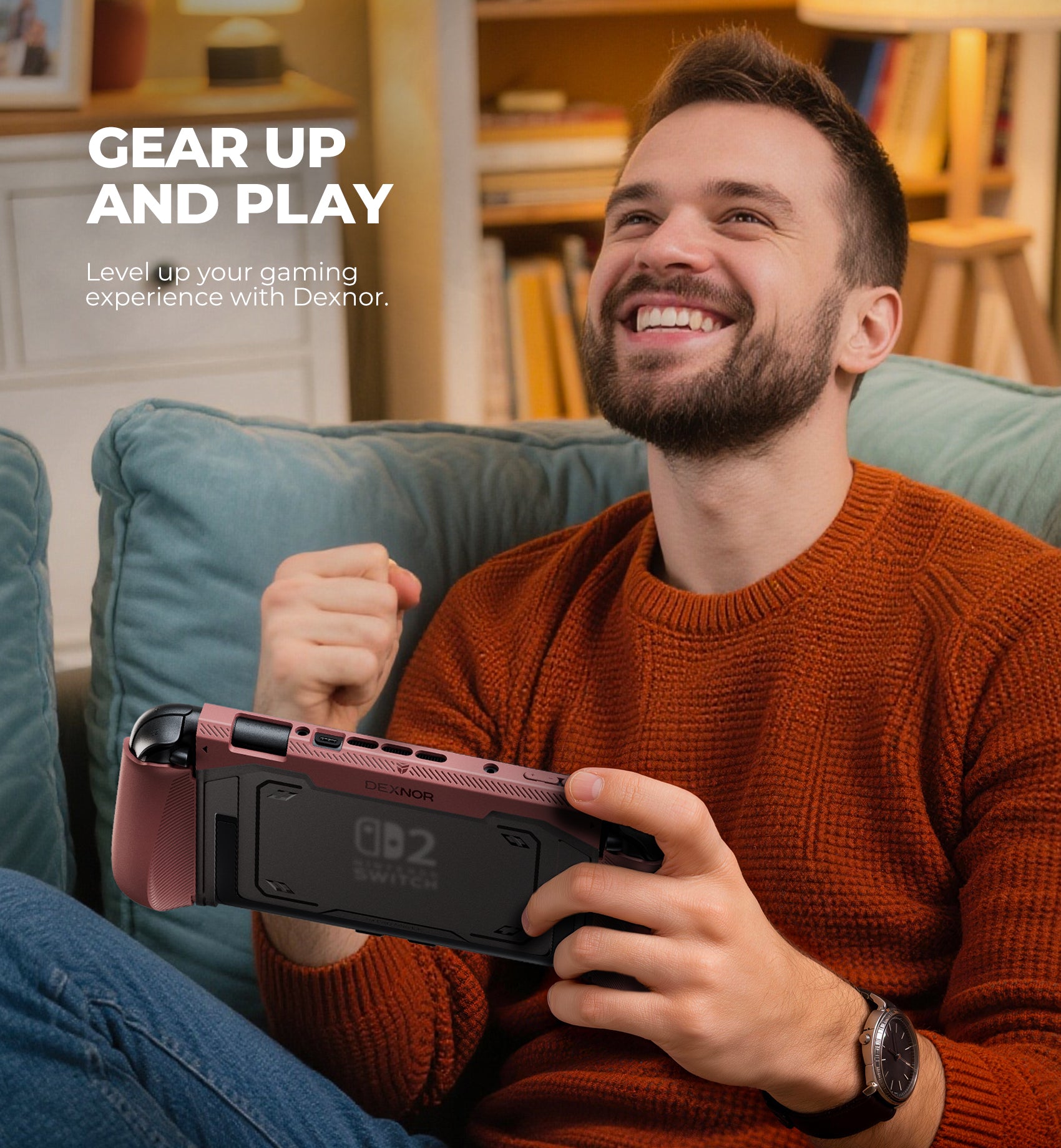 Dexnor Case for Nintendo Switch 2nd Gen 2025 Ultra-light Shockproof Dockable Cover with Non-slip Ergonomic Grip Supports Stand Use