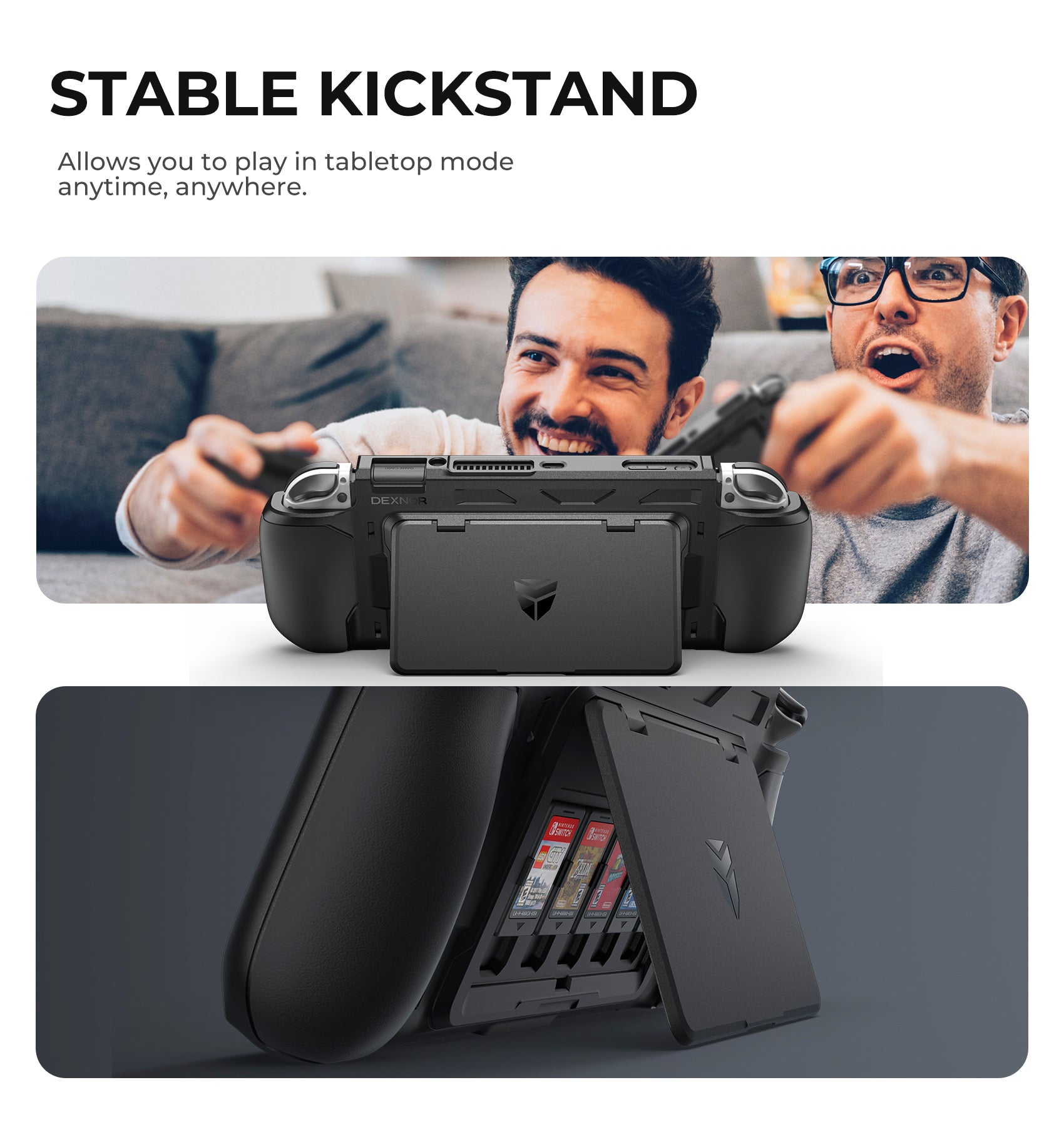 Dexnor Case for Nintendo Switch OLED Model 2021 Shockproof Rugged Protective with Adjustable Kickstand MicroSD Game Card Storage Slots for Nintendo Switch OLED Joy-Con Controller