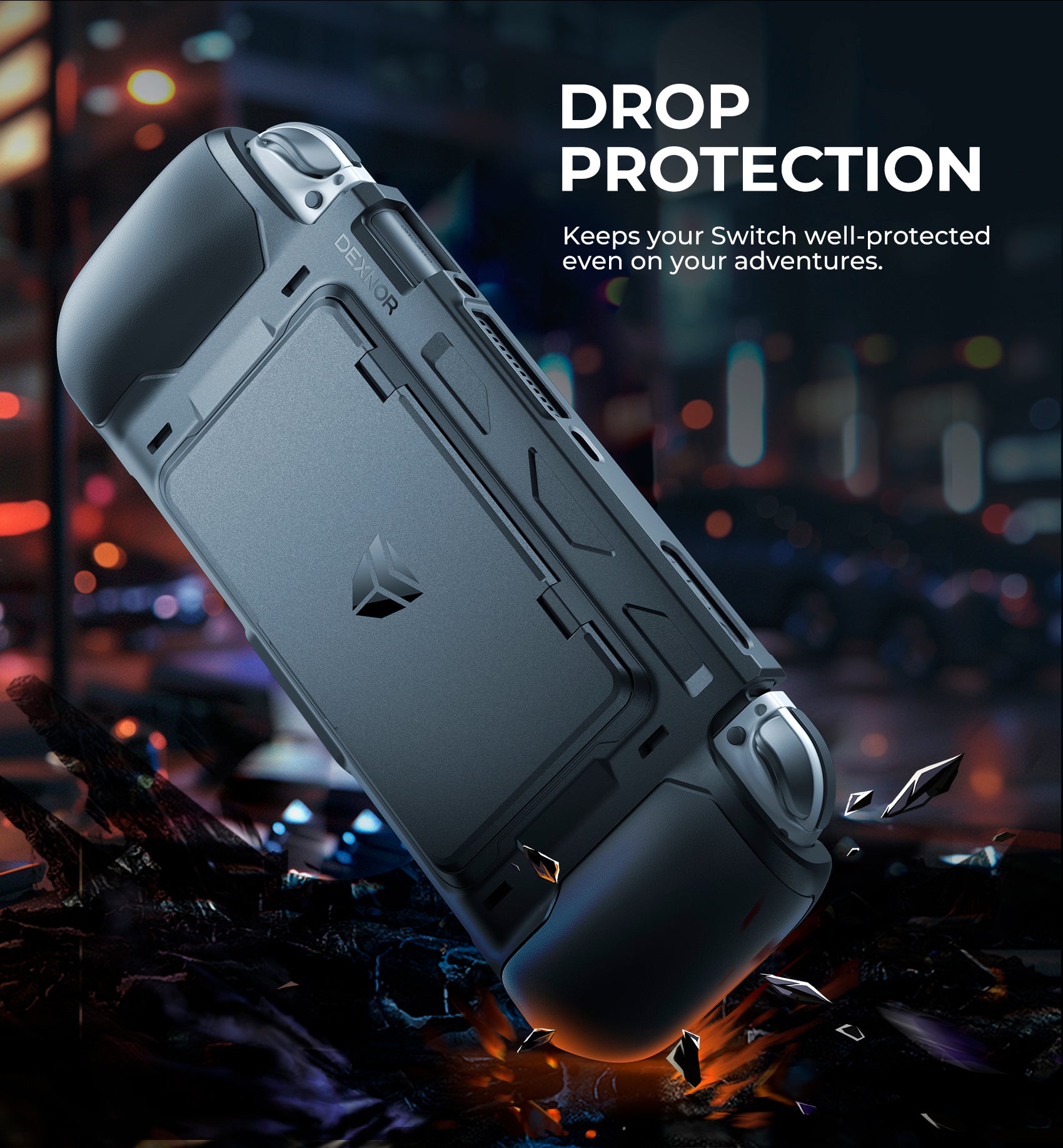Dexnor Case for Nintendo Switch OLED Model 2021 Shockproof Rugged Protective with Adjustable Kickstand MicroSD Game Card Storage Slots for Nintendo Switch OLED Joy-Con Controller