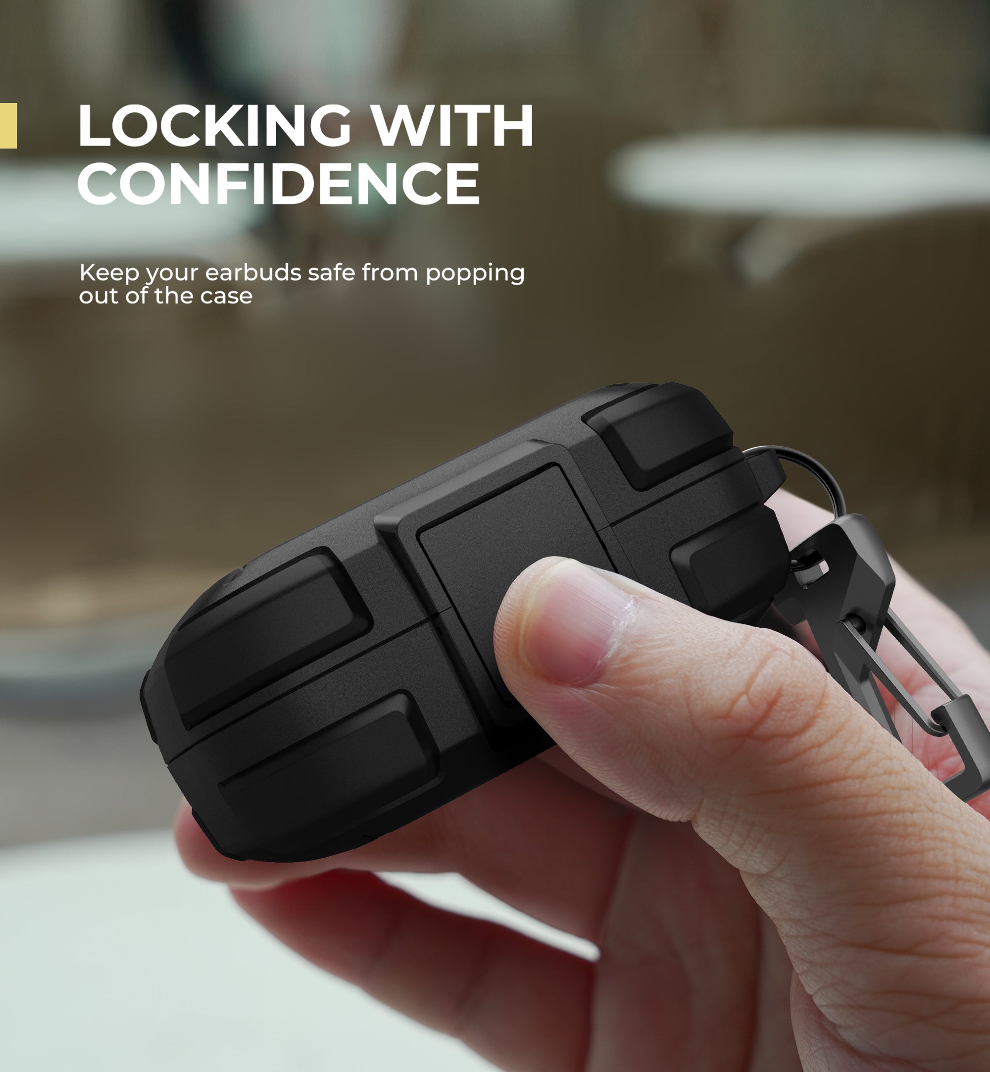 Dexnor Case for SHOKZ OpenFit Air with Drop-Proof Lock hockproof Rugged Bumper Cases Protective Cover with Carabiner Keyring leaner Kit