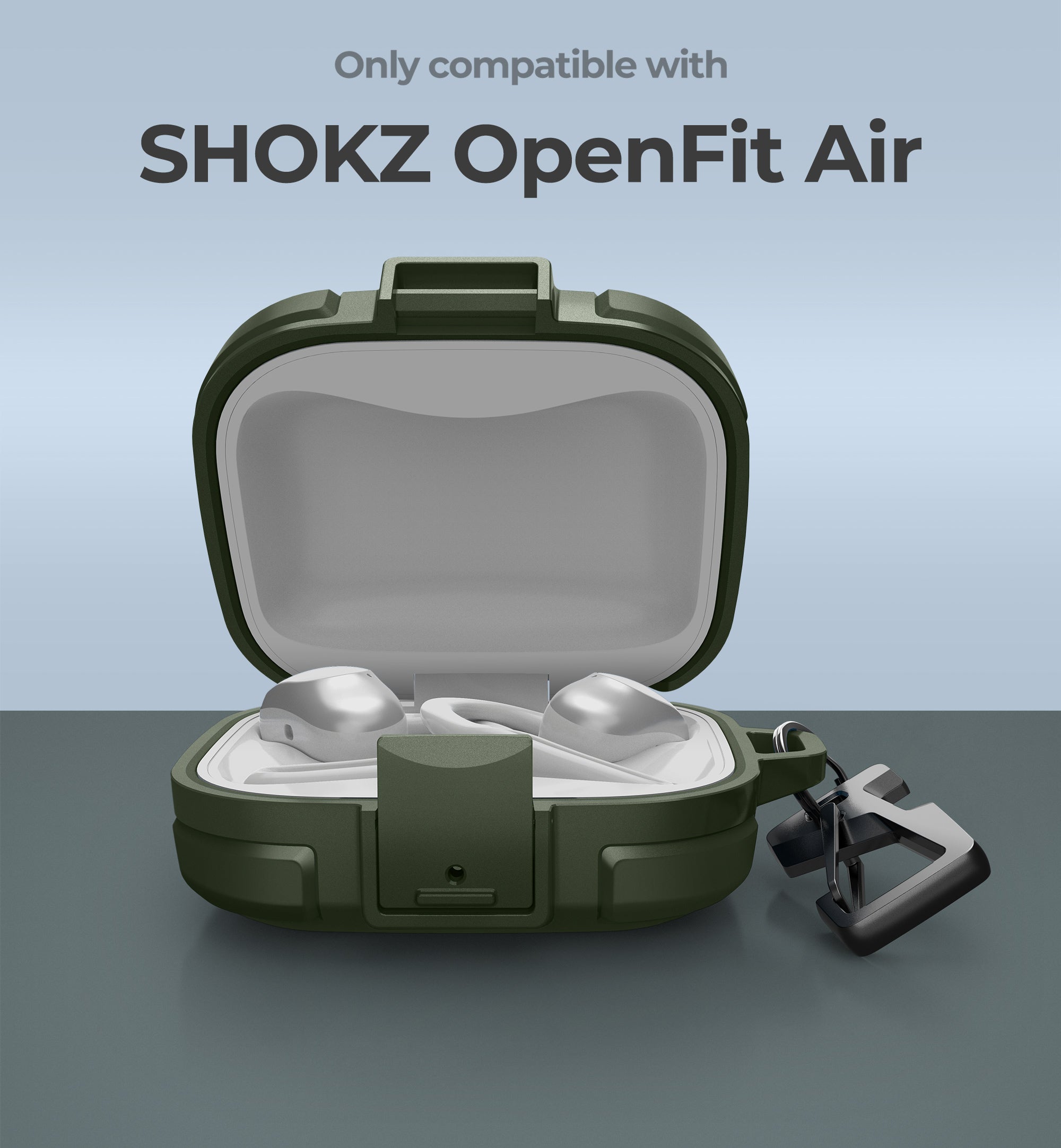 Dexnor Case for SHOKZ OpenFit Air with Drop-Proof Lock hockproof Rugged Bumper Cases Protective Cover with Carabiner Keyring leaner Kit
