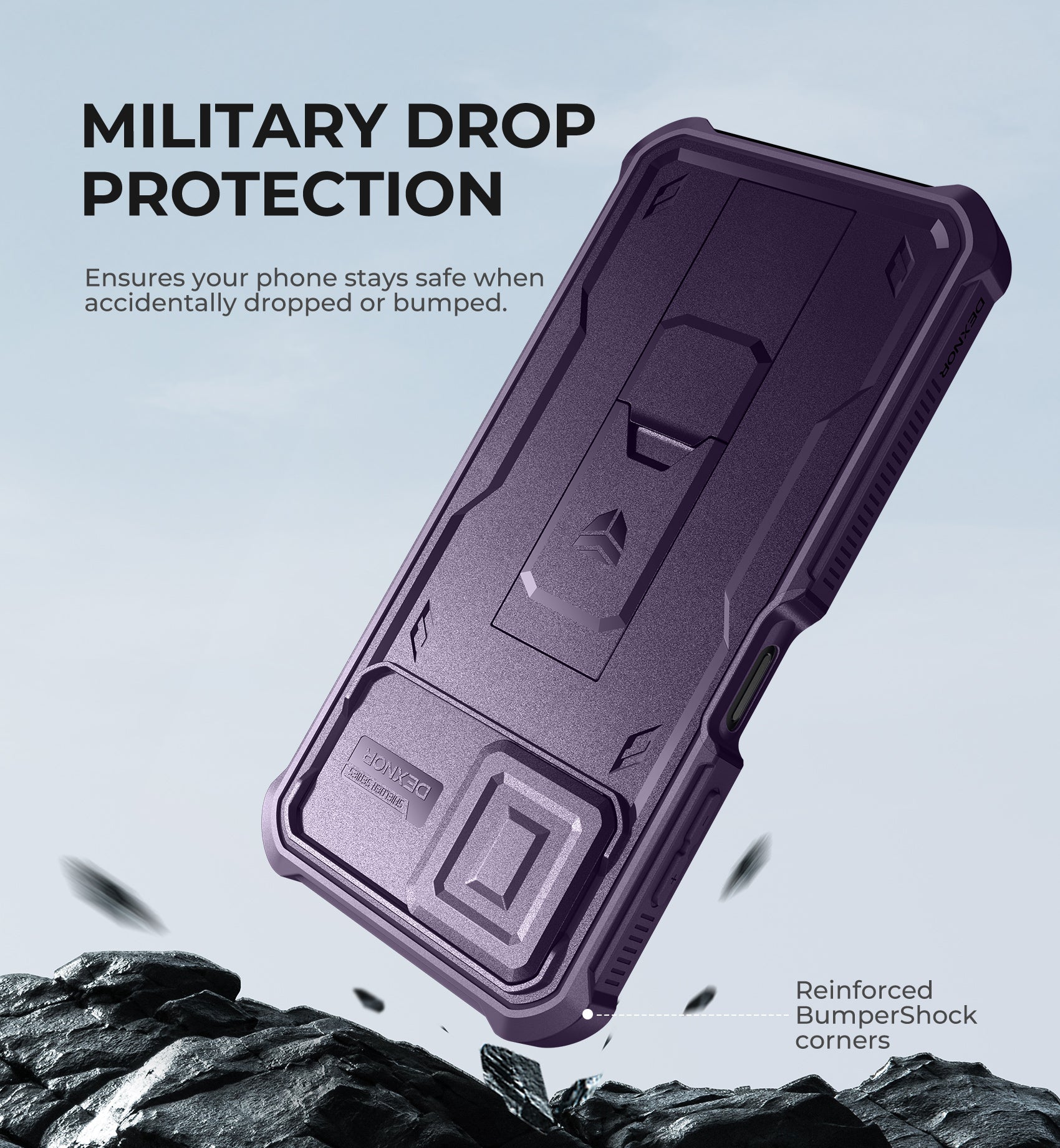 Dexnor Case for Samsung Galaxy A06 2 Front Frame Built-in Magnetic Slide Camera Cover Kickstand Heavy Duty Protection Shockproof with Screen Protector