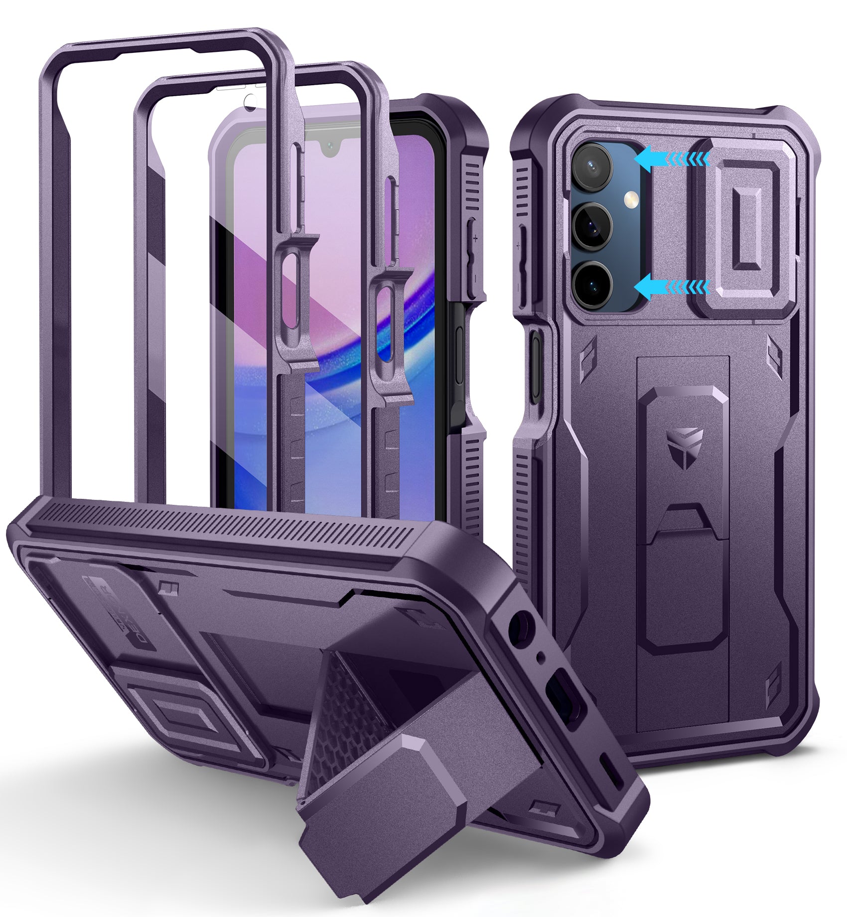 Dexnor Case for Samsung Galaxy A15 5G With Screen Protector Full Body Bumper Kickstand Heavy-duty Shockproof Rugged Cover.