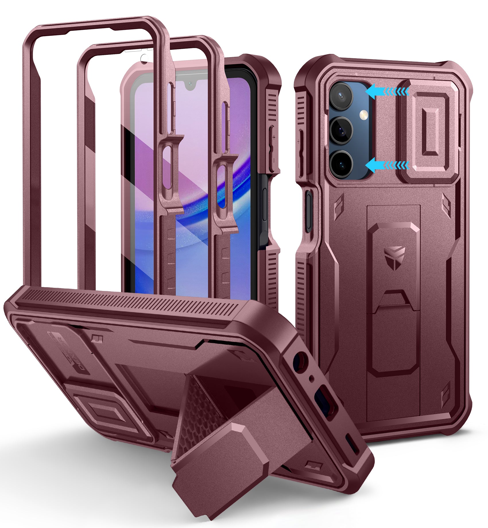 Dexnor Case for Samsung Galaxy A15 5G With Screen Protector Full Body Bumper Kickstand Heavy-duty Shockproof Rugged Cover.