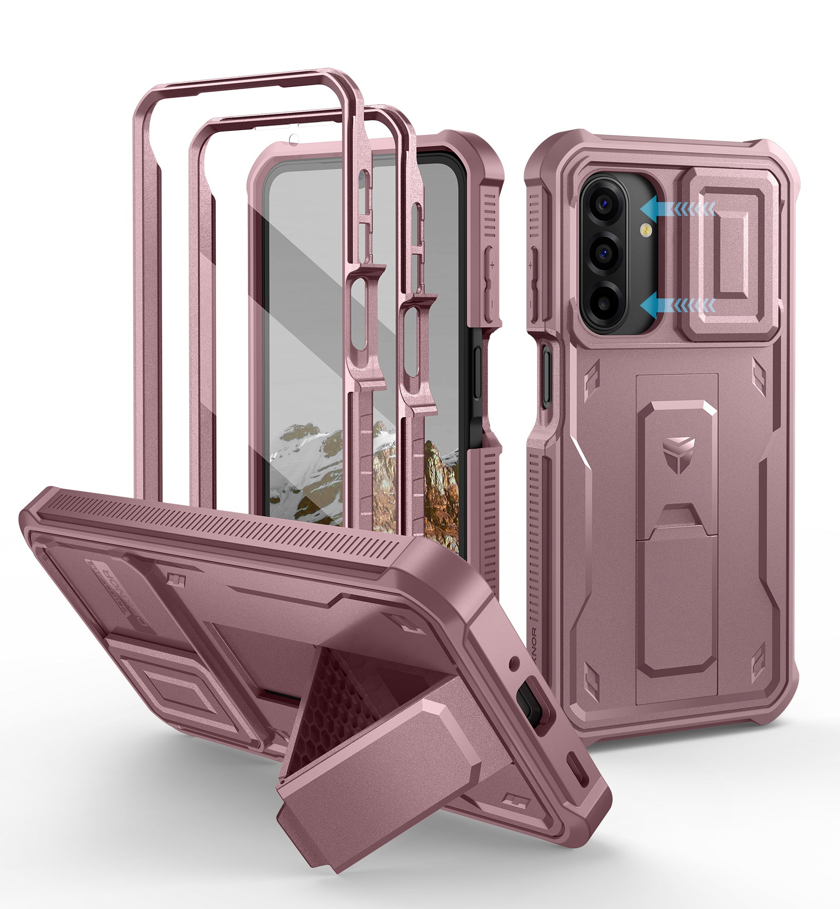 Dexnor Case for Samsung Galaxy A17 5G 2 Front Frame Bulit-in Magnetic Slide Camera Cover Kickstand Heavy Duty Protection Shockproof Samsung with Screen Protector 6.7 Inch