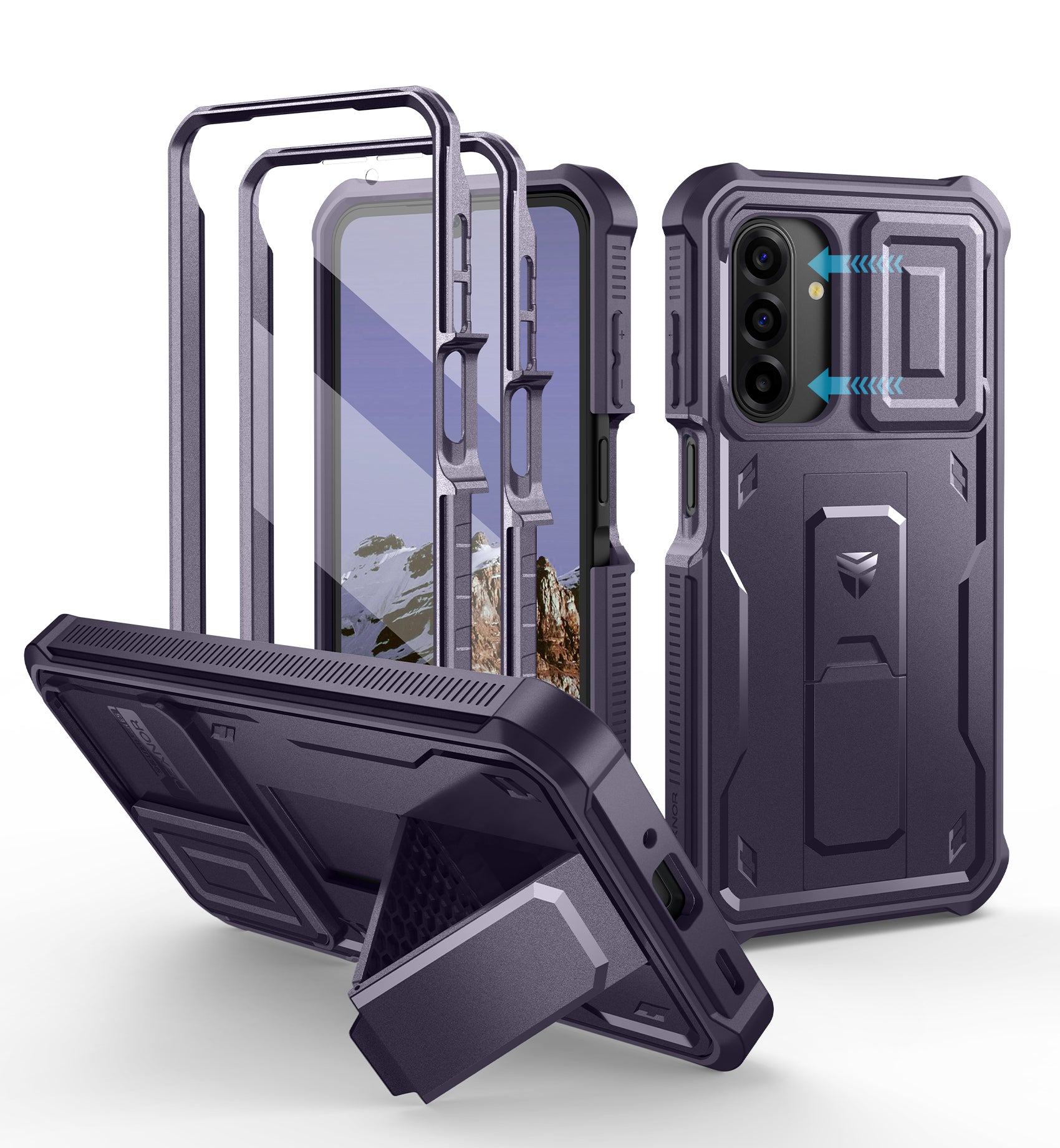 Dexnor Case for Samsung Galaxy A17 5G 2 Front Frame Bulit-in Magnetic Slide Camera Cover Kickstand Heavy Duty Protection Shockproof Samsung with Screen Protector 6.7 Inch