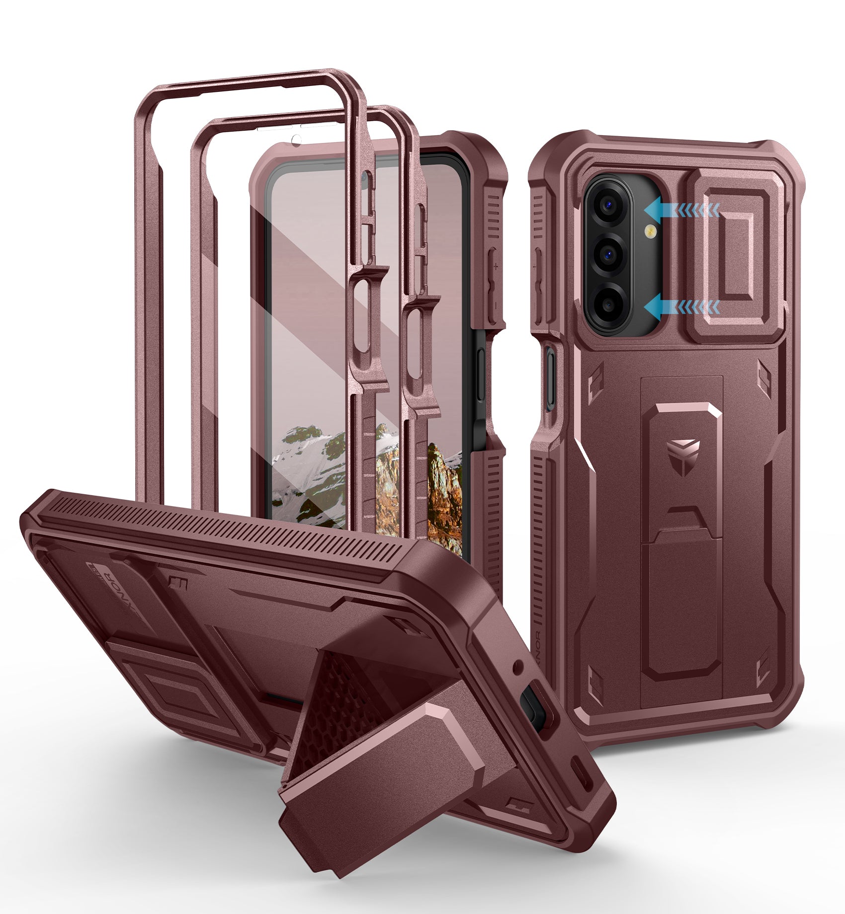 Dexnor Case for Samsung Galaxy A17 5G 2 Front Frame Bulit-in Magnetic Slide Camera Cover Kickstand Heavy Duty Protection Shockproof Samsung with Screen Protector 6.7 Inch