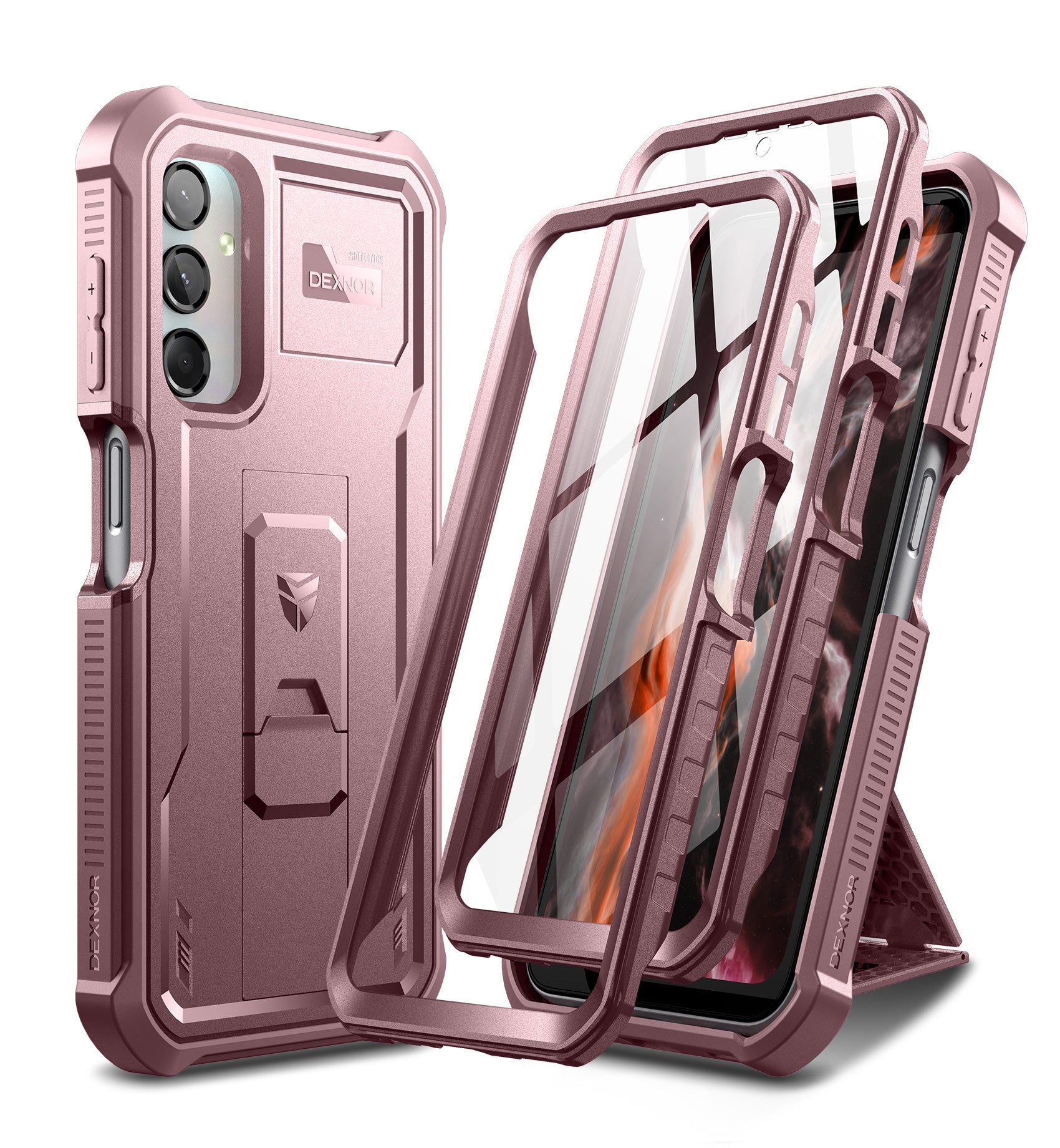 Dexnor Case for Samsung Galaxy A25 5G/A24 With Screen Protector Full Body Bumper Kickstand Heavy-duty Shockproof Rugged  Cover.