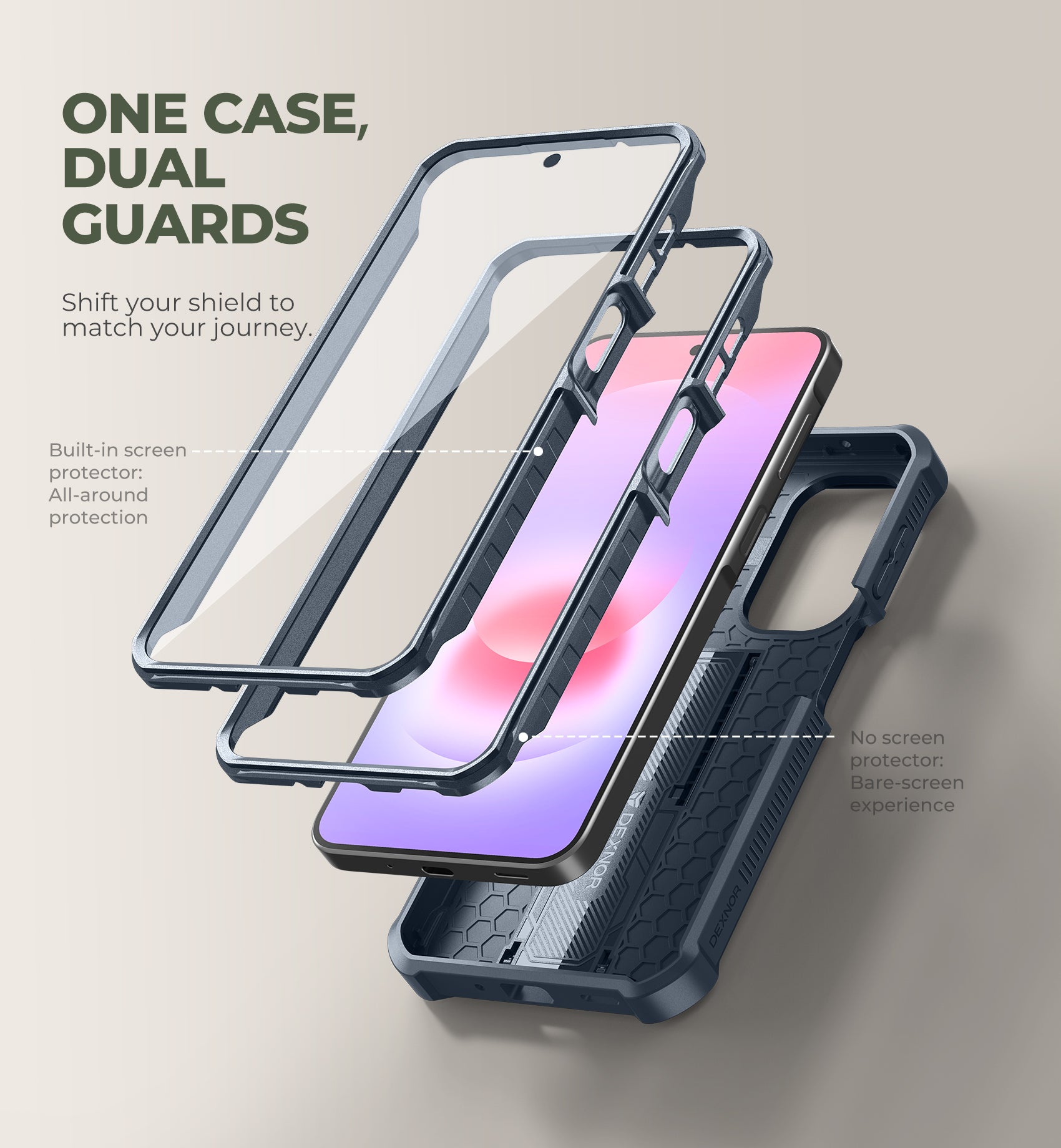 Dexnor Case for Samsung Galaxy A27 5G 2 Front Frame Built-in Magnetic Slide Camera Cover Kickstand Heavy Duty Protection Shockproof Cover with Screen Protector 6.7 inch