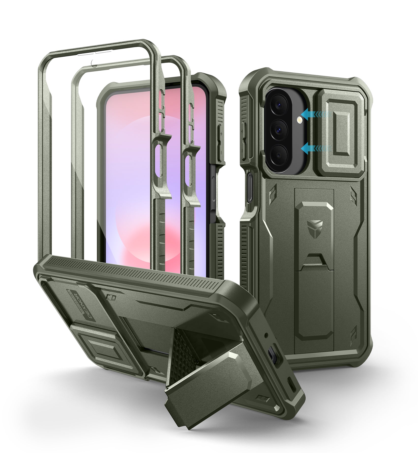 Dexnor Case for Samsung Galaxy A27 5G 2 Front Frame Built-in Magnetic Slide Camera Cover Kickstand Heavy Duty Protection Shockproof Cover with Screen Protector 6.7 inch