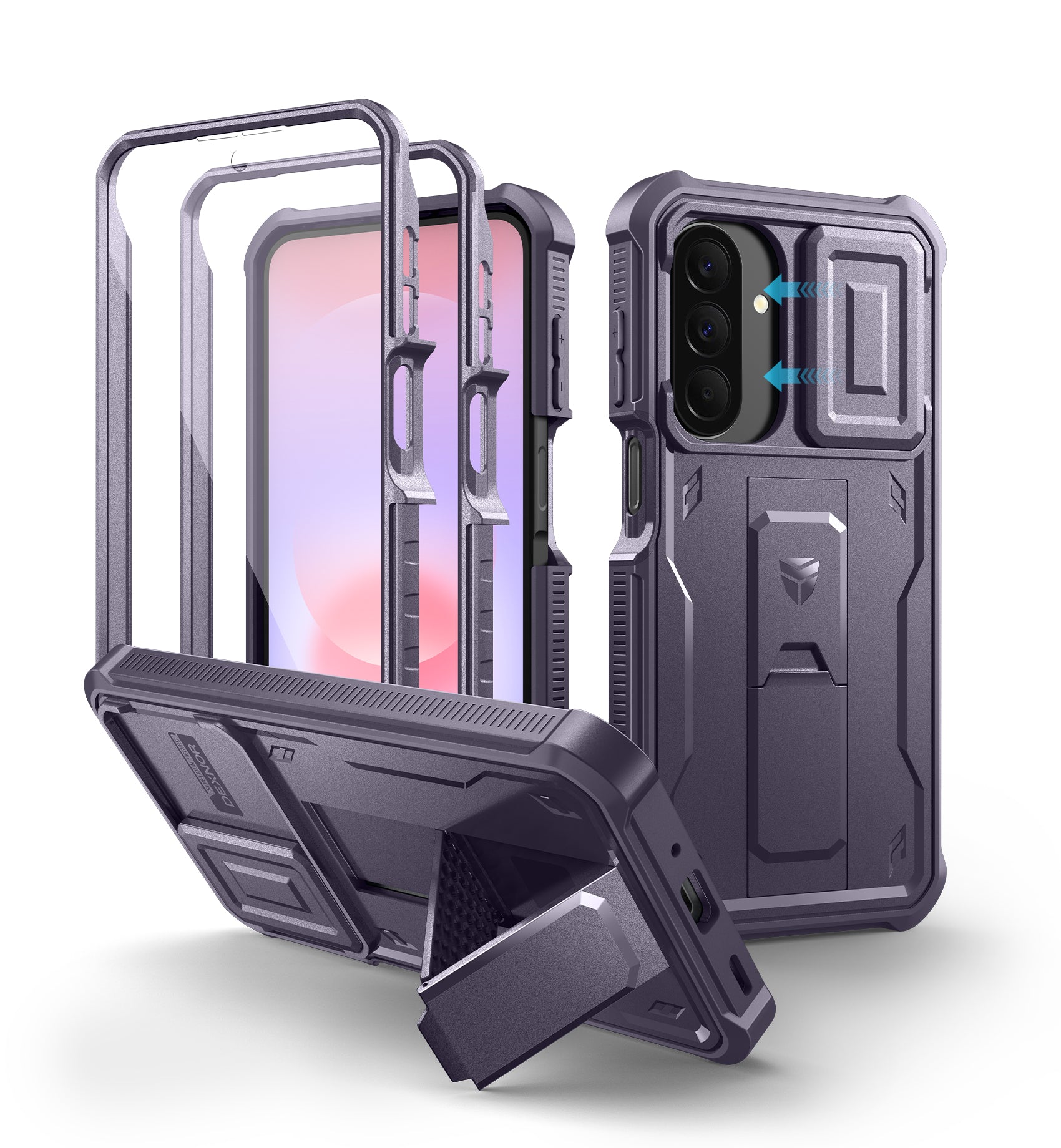 Dexnor Case for Samsung Galaxy A27 5G 2 Front Frame Built-in Magnetic Slide Camera Cover Kickstand Heavy Duty Protection Shockproof Cover with Screen Protector 6.7 inch