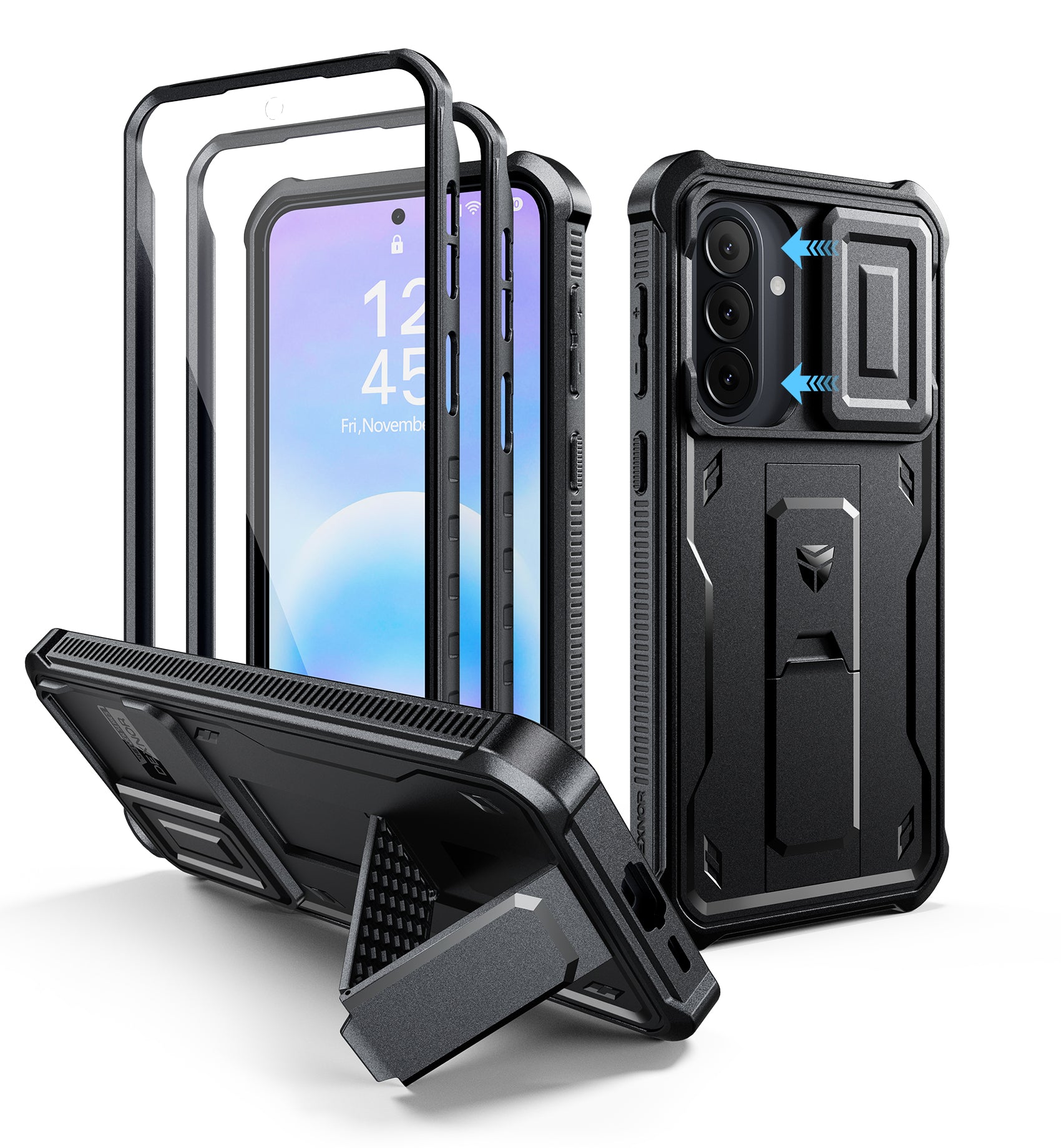 Dexnor Case for Samsung Galaxy A57 5G 2 Front Frame Built-in Magnetic Slide Camera Cover Kickstand Heavy Duty Protection Shockproof Phone Cover with Screen Protector 6.7 inch