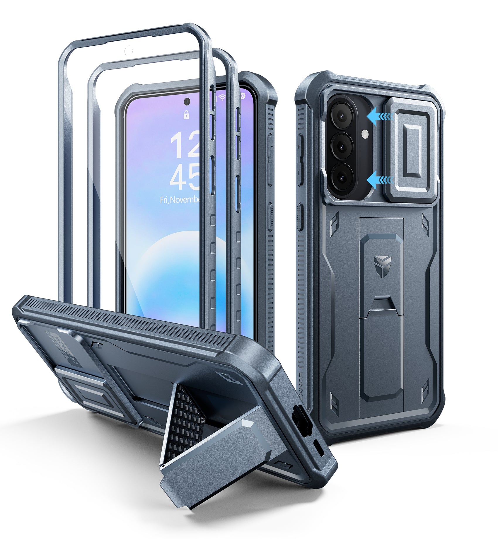 Dexnor Case for Samsung Galaxy A57 5G 2 Front Frame Built-in Magnetic Slide Camera Cover Kickstand Heavy Duty Protection Shockproof Phone Cover with Screen Protector 6.7 inch