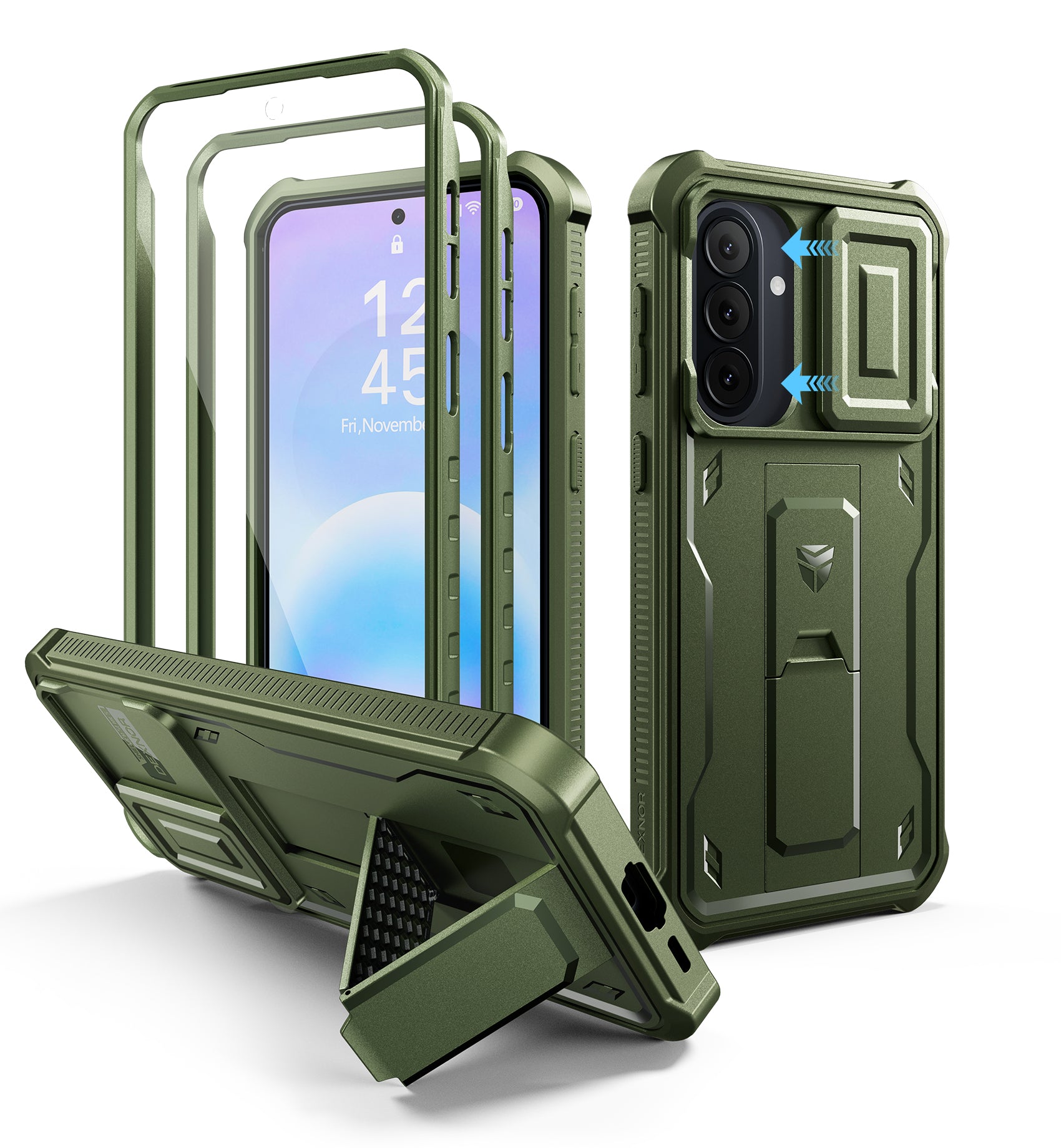 Dexnor Case for Samsung Galaxy A57 5G 2 Front Frame Built-in Magnetic Slide Camera Cover Kickstand Heavy Duty Protection Shockproof Phone Cover with Screen Protector 6.7 inch