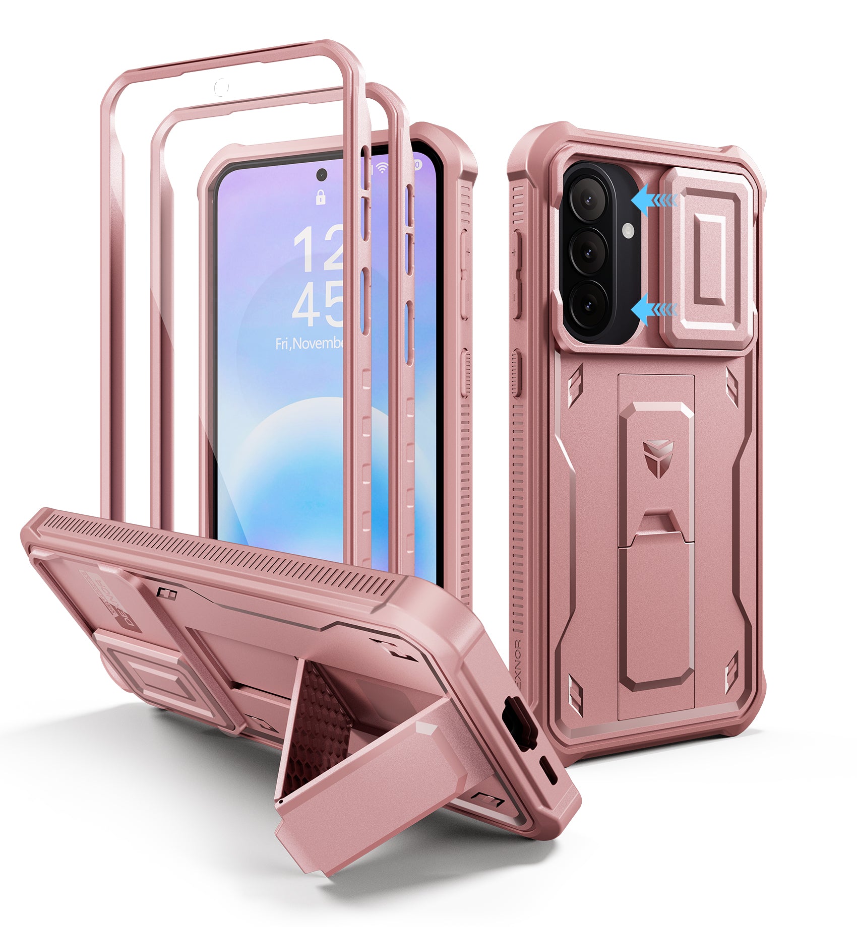 Dexnor Case for Samsung Galaxy A57 5G 2 Front Frame Built-in Magnetic Slide Camera Cover Kickstand Heavy Duty Protection Shockproof Phone Cover with Screen Protector 6.7 inch