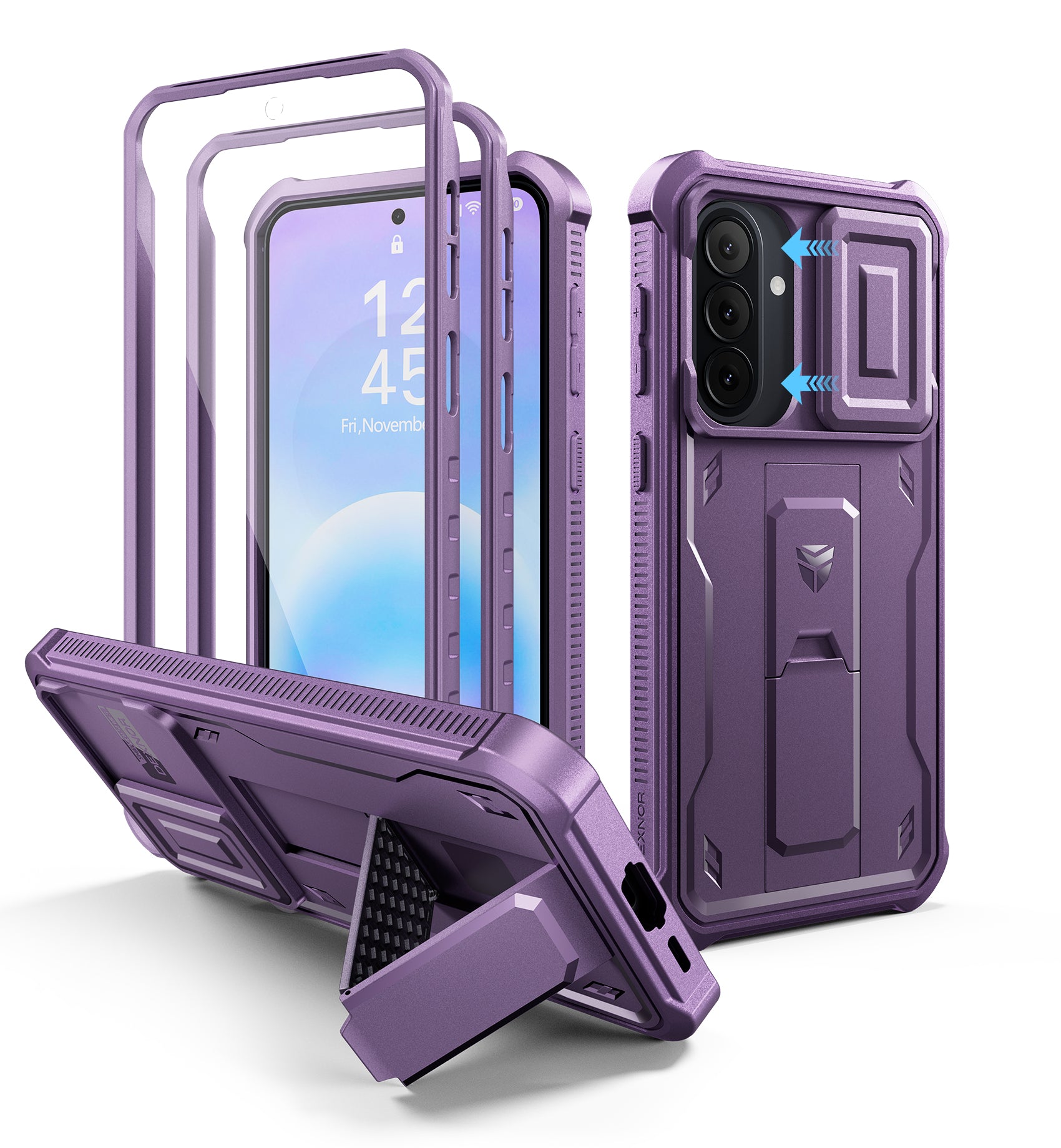 Dexnor Case for Samsung Galaxy A57 5G 2 Front Frame Built-in Magnetic Slide Camera Cover Kickstand Heavy Duty Protection Shockproof Phone Cover with Screen Protector 6.7 inch