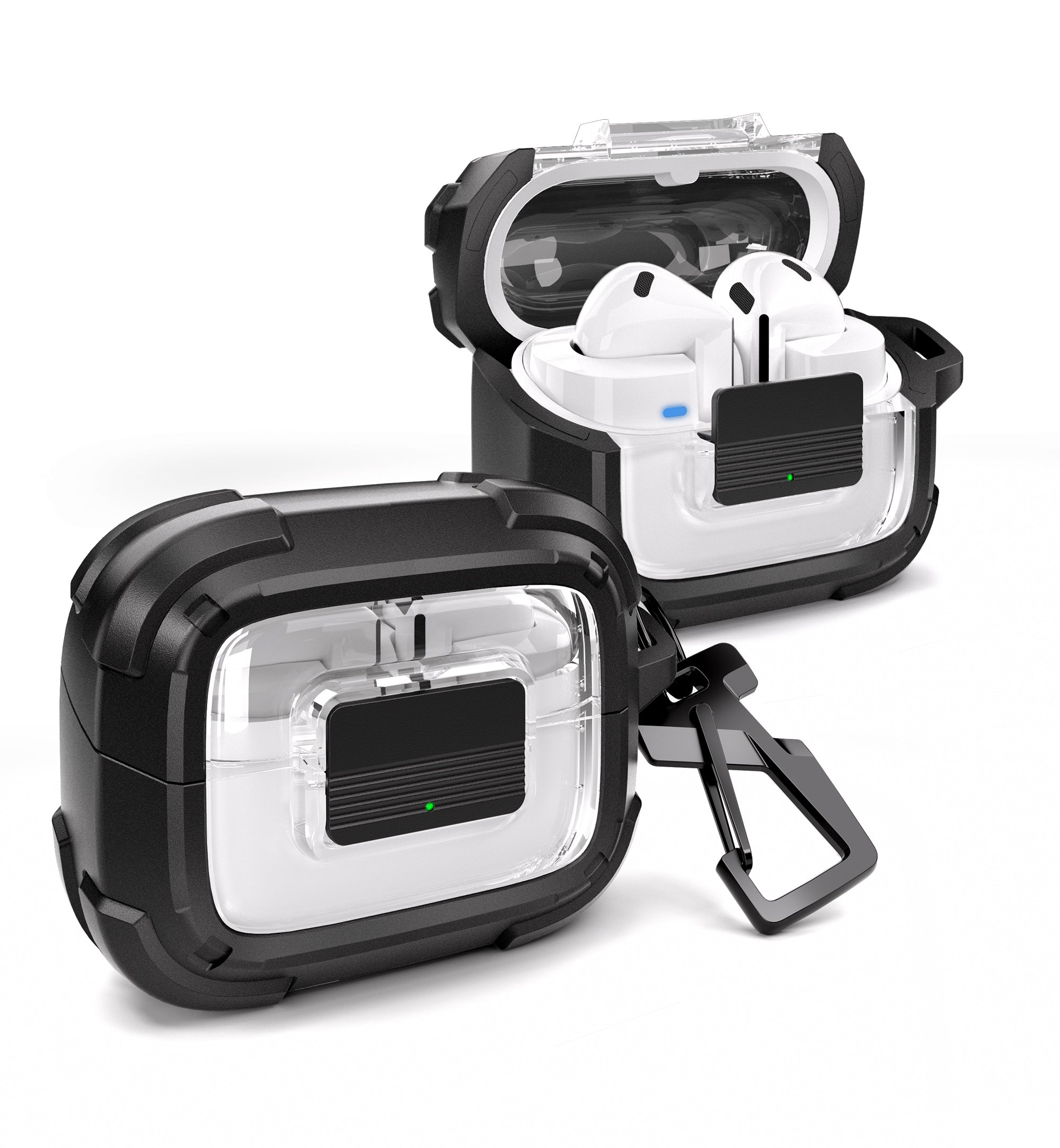 Dexnor Case for Samsung Galaxy Buds3 2024 with Secure Lock Shockproof Clear Protective Cover with Carabiner Keyring