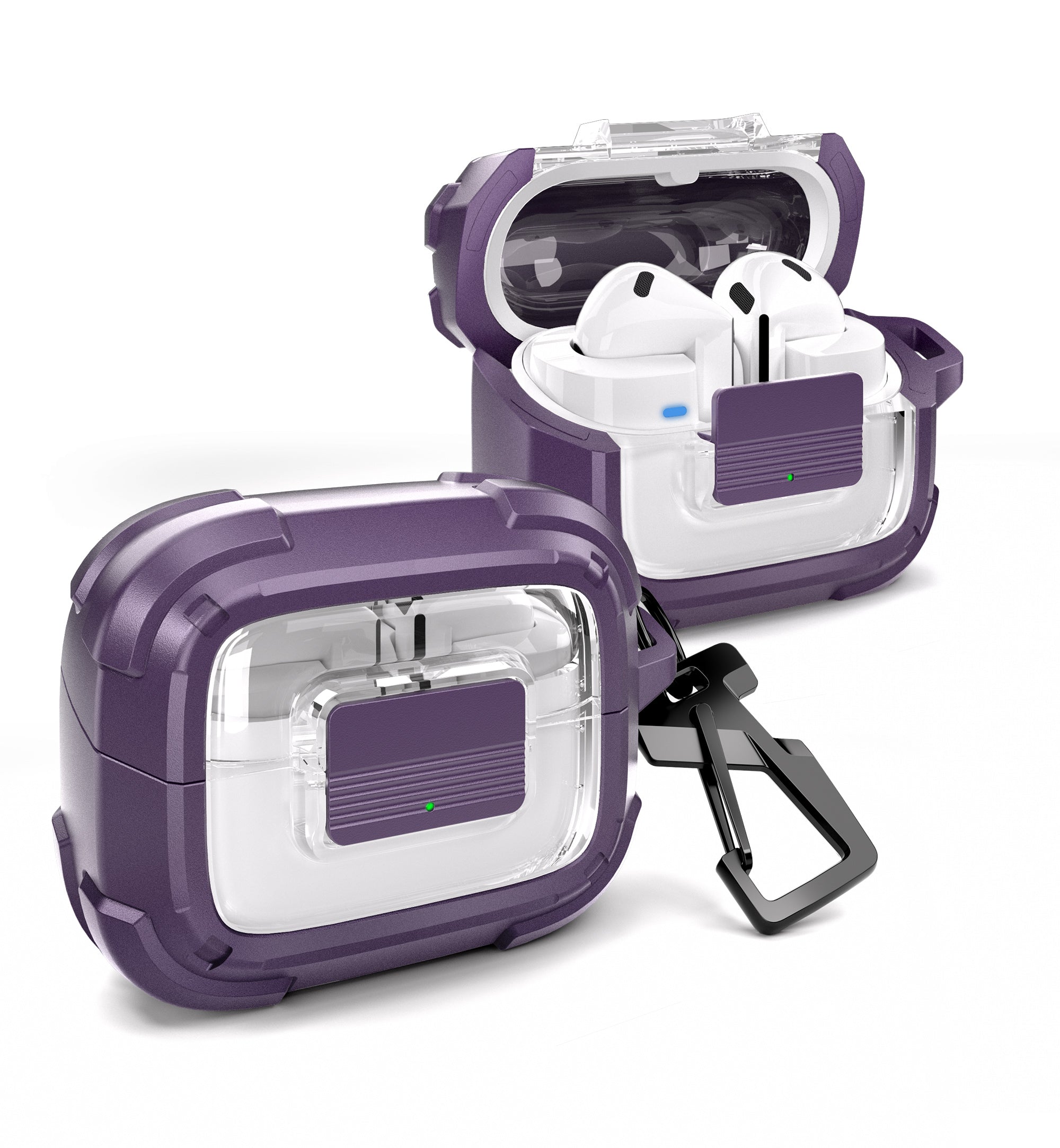 Dexnor Case for Samsung Galaxy Buds3 FE 2025 with Secure Lock Shockproof Clear Protective Cover with Carabiner Keyring