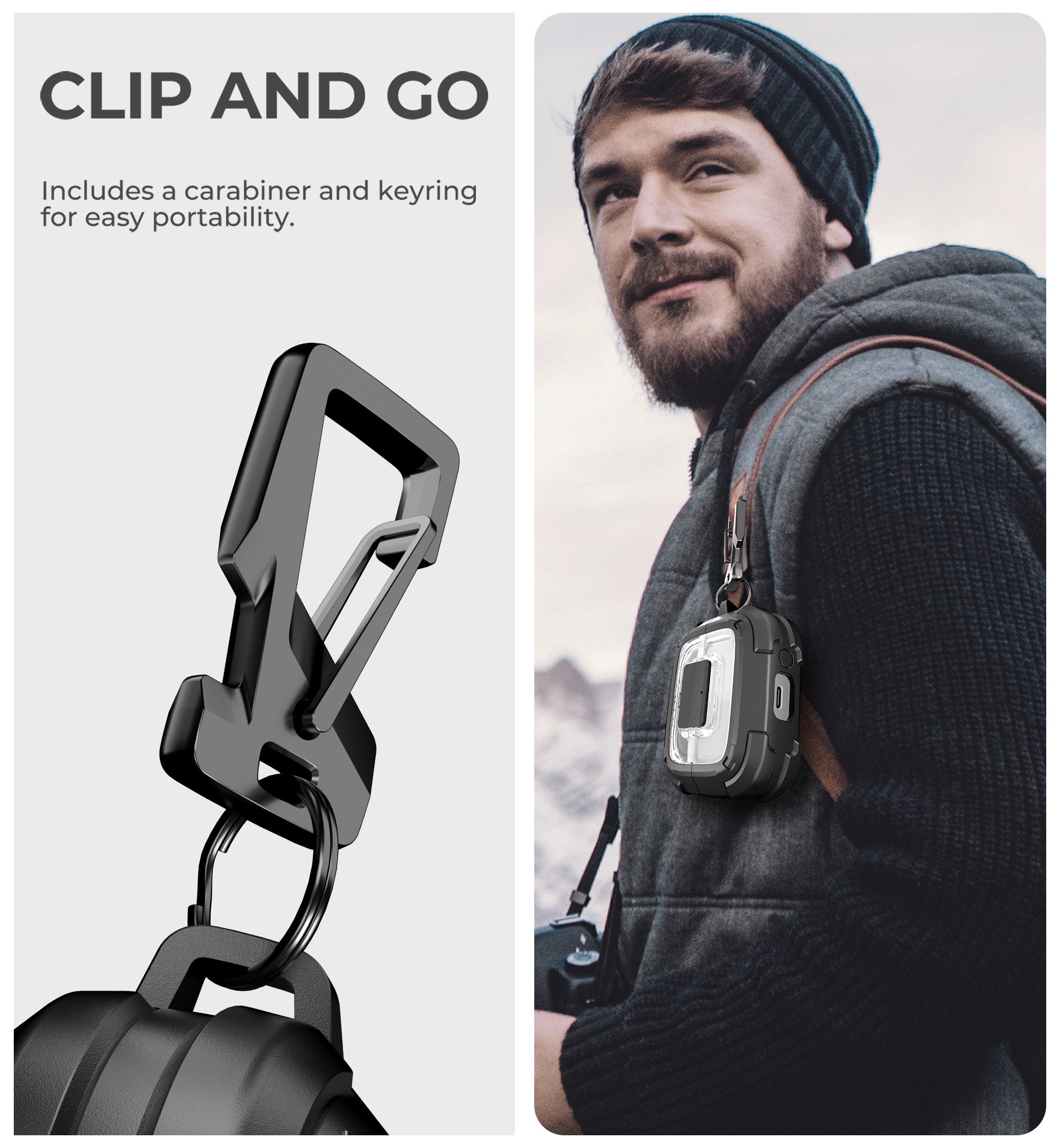 Dexnor Case for Samsung Galaxy Buds3 Pro with Secure Lock Shockproof Clear Protective Cover with Carabiner Keyring