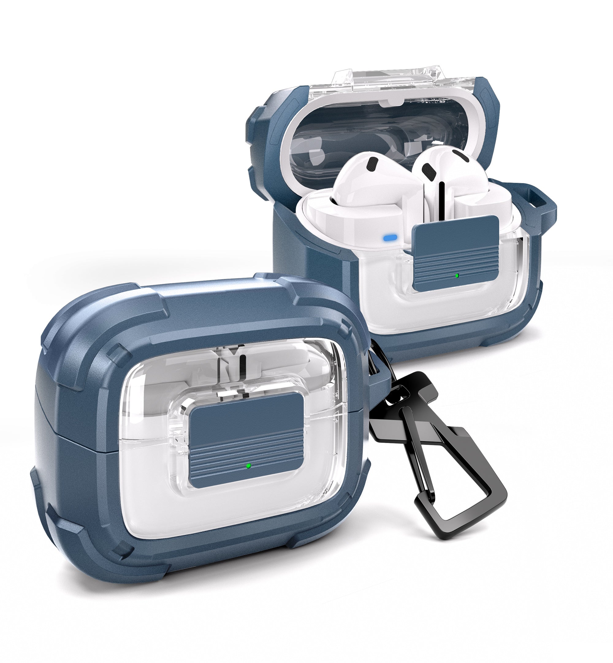 Dexnor Case for Samsung Galaxy Buds3 Pro with Secure Lock Shockproof Clear Protective Cover with Carabiner Keyring