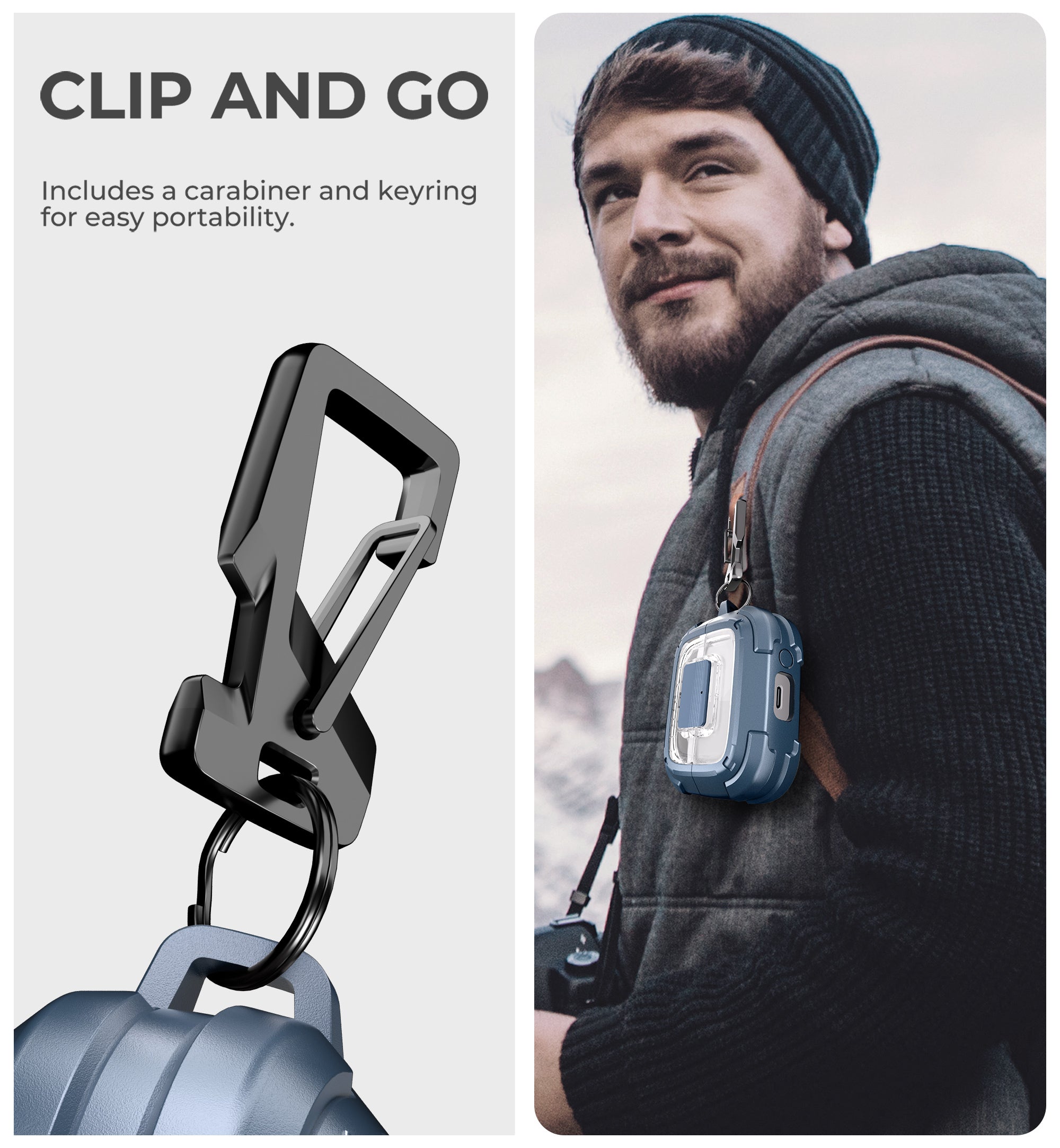 Dexnor Case for Samsung Galaxy Buds3 Pro with Secure Lock Shockproof Clear Protective Cover with Carabiner Keyring