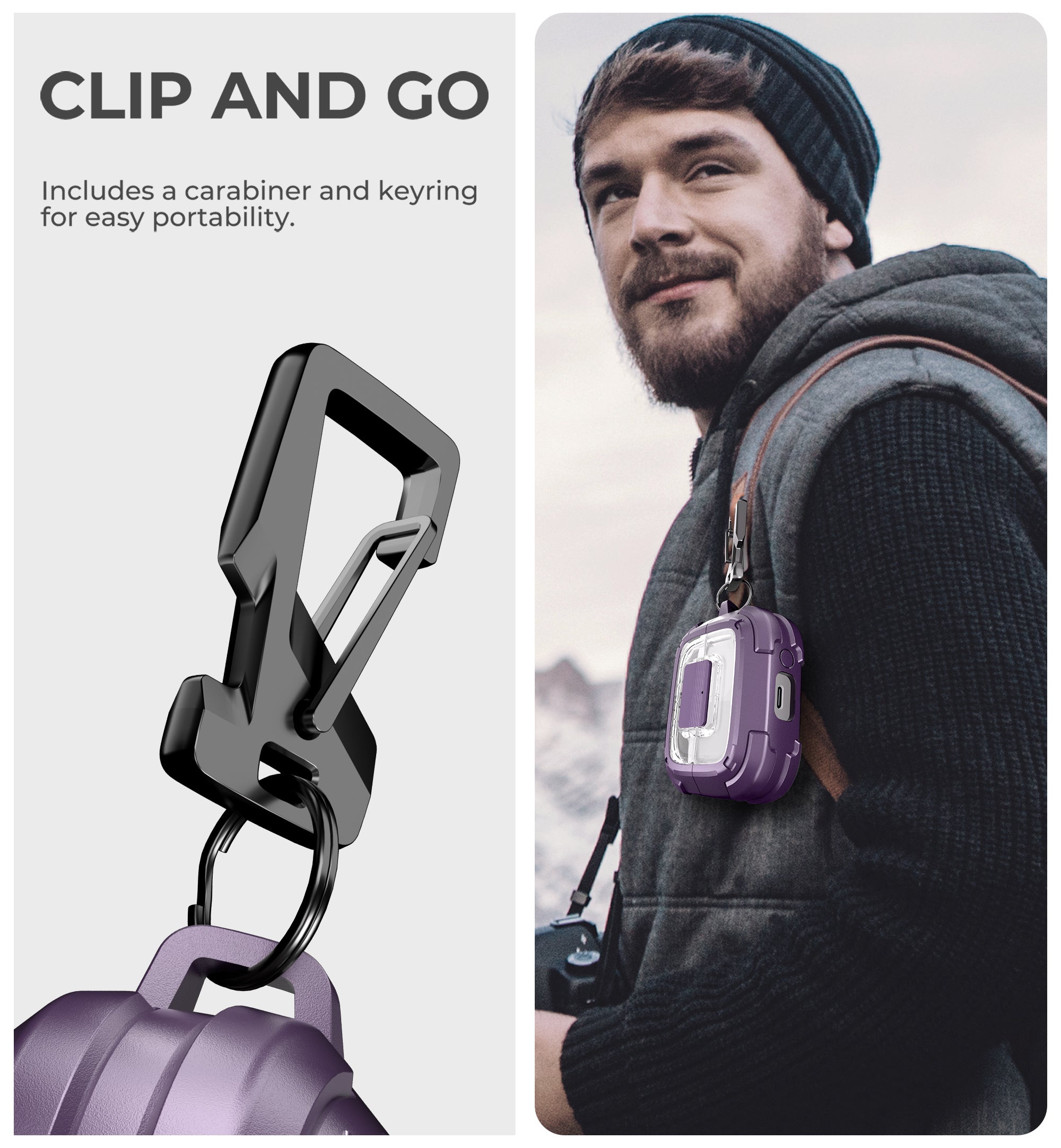 Dexnor Case for Samsung Galaxy Buds3 Pro with Secure Lock Shockproof Clear Protective Cover with Carabiner Keyring