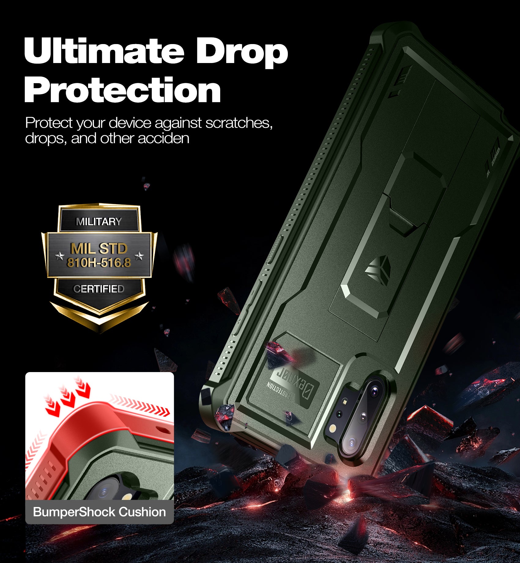 Dexnor Case for Samsung Galaxy Note 10 Plus Built in Screen Protector and Kickstand Heavy Duty Military Grade Protection Shockproof Protective Cover