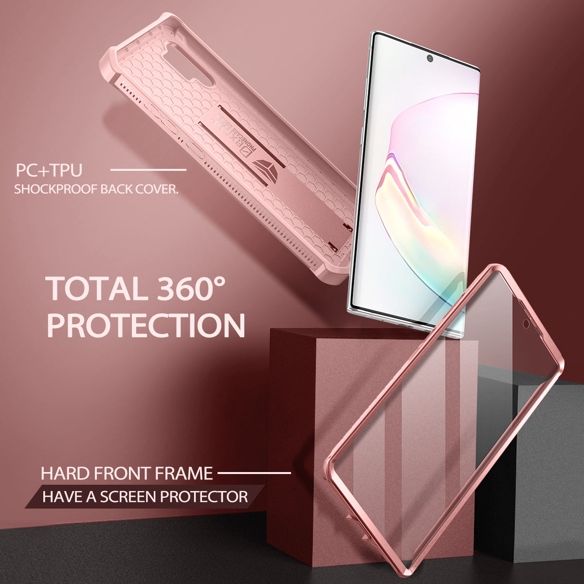 Dexnor Case for Samsung Galaxy Note 10 Plus Built in Screen Protector and Kickstand Heavy Duty Military Grade Protection Shockproof Protective Cover