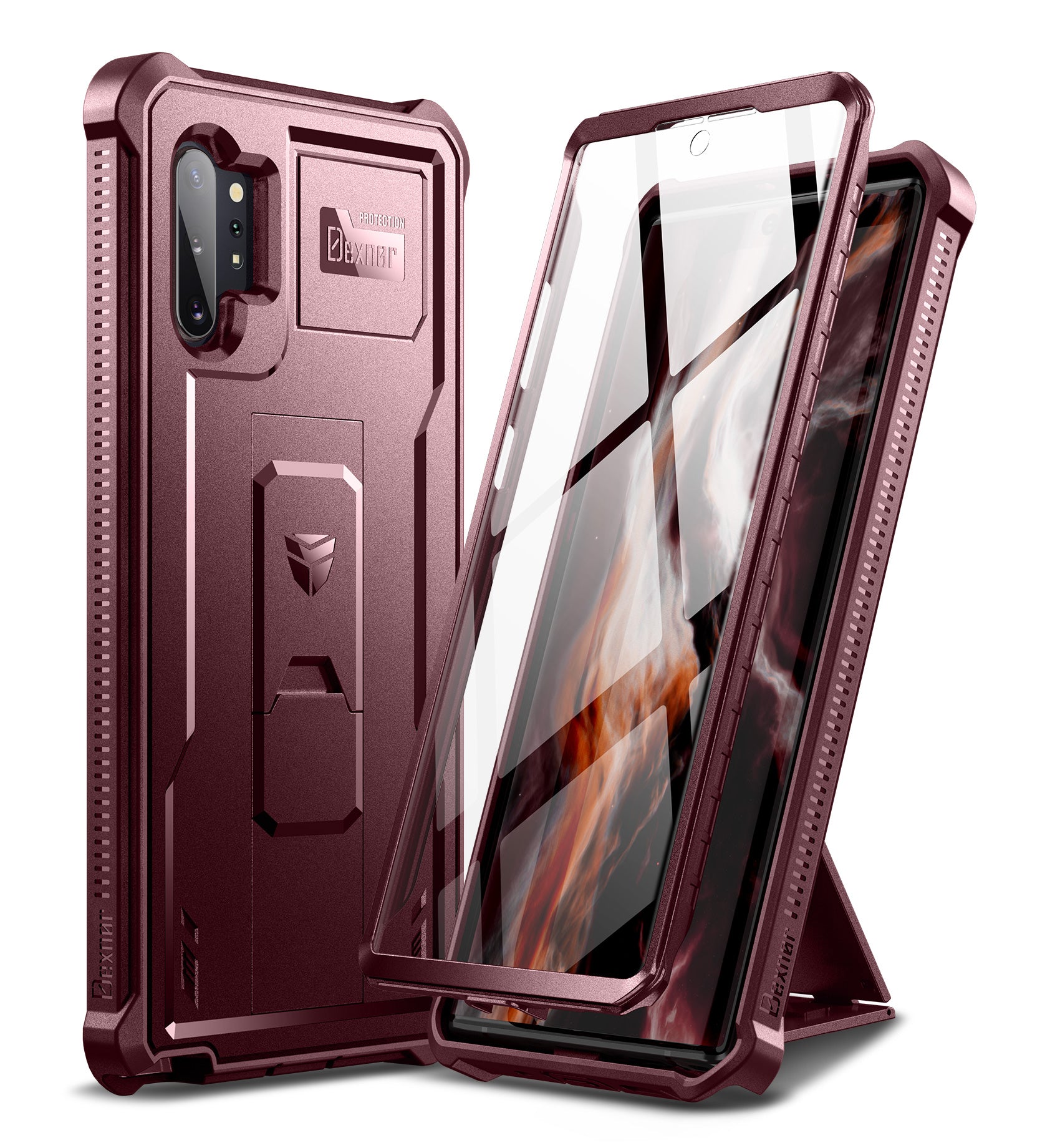 Dexnor Case for Samsung Galaxy Note 10 Plus Built in Screen Protector and Kickstand Heavy Duty Military Grade Protection Shockproof Protective Cover