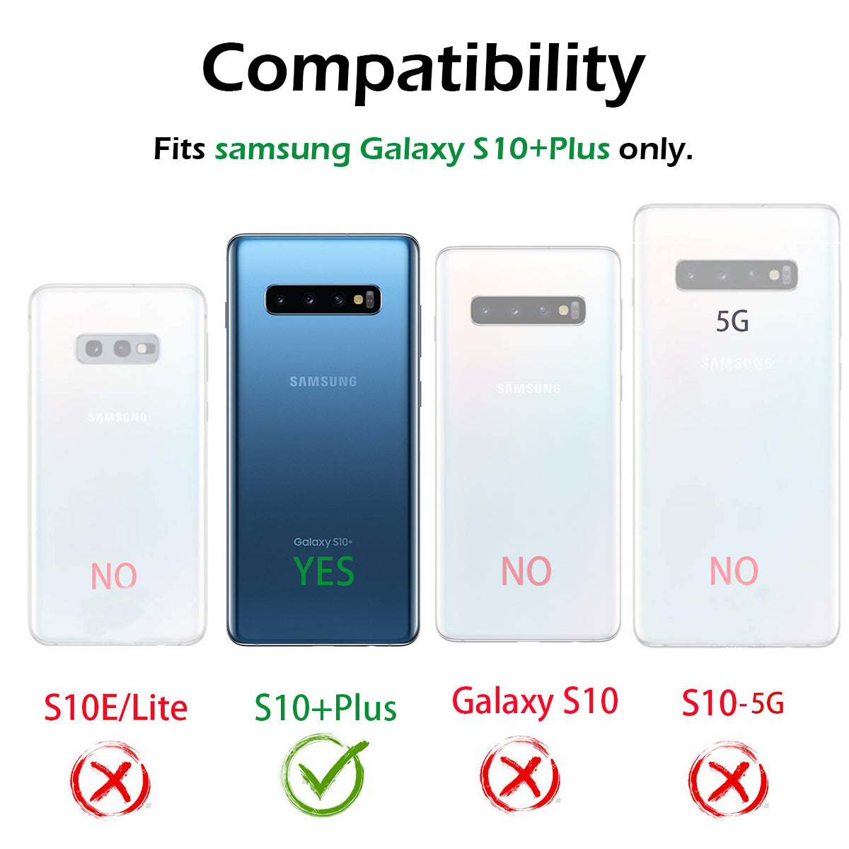 Dexnor Case for Samsung Galaxy S10 Plus with Screen Protector Clear Rugged Full Body Protective Shockproof Hard Back Defender Dual Layer Heavy Duty Bumper Cover