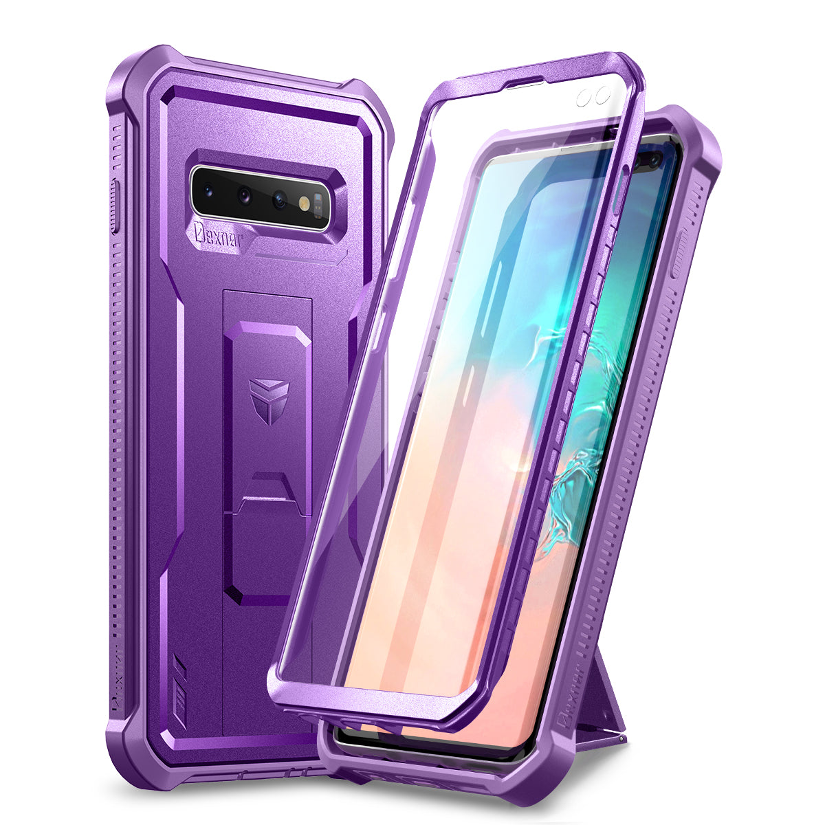 Dexnor Case for Samsung Galaxy S10 Plus With Single Screen Protector Full Body Bumper Kickstand Heavy-duty Shockproof Rugged  Cover