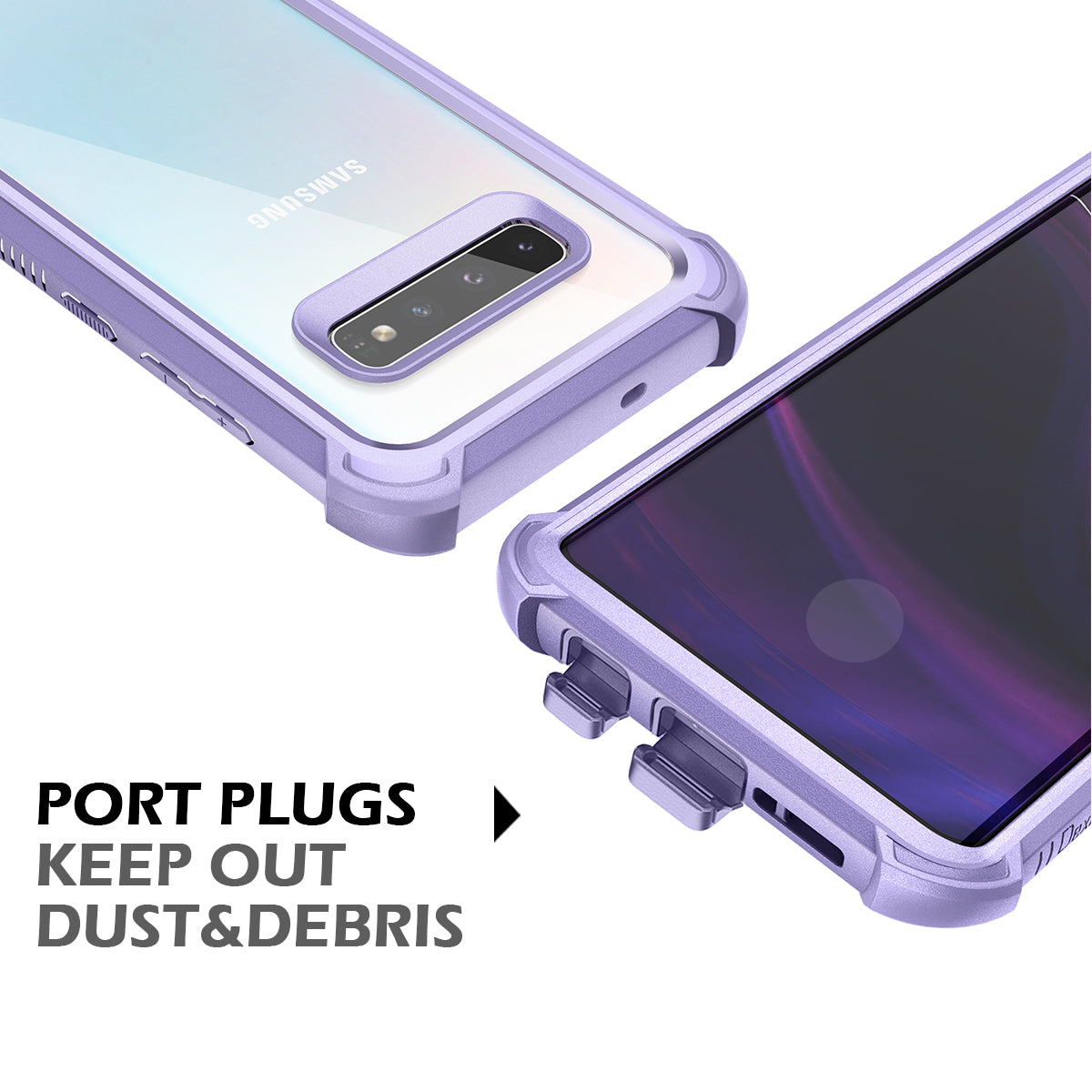 Dexnor Case for Samsung Galaxy S10 Plus with Screen Protector Clear Rugged Full Body Protective Shockproof Hard Back Defender Dual Layer Heavy Duty Bumper Cover