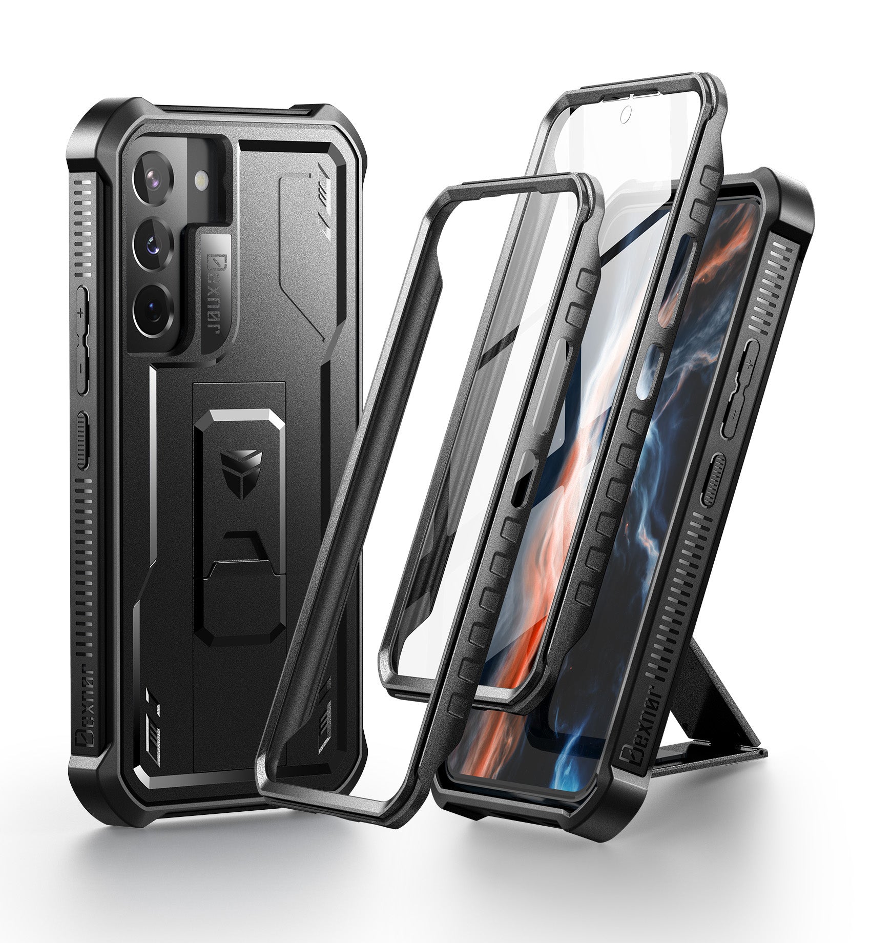 Dexnor Case for Samsung Galaxy S22 5G 6.1 inches Extra Front Frame Heavy Duty Military Grade Protection Built-in Screen Protector and Kickstand Full Body