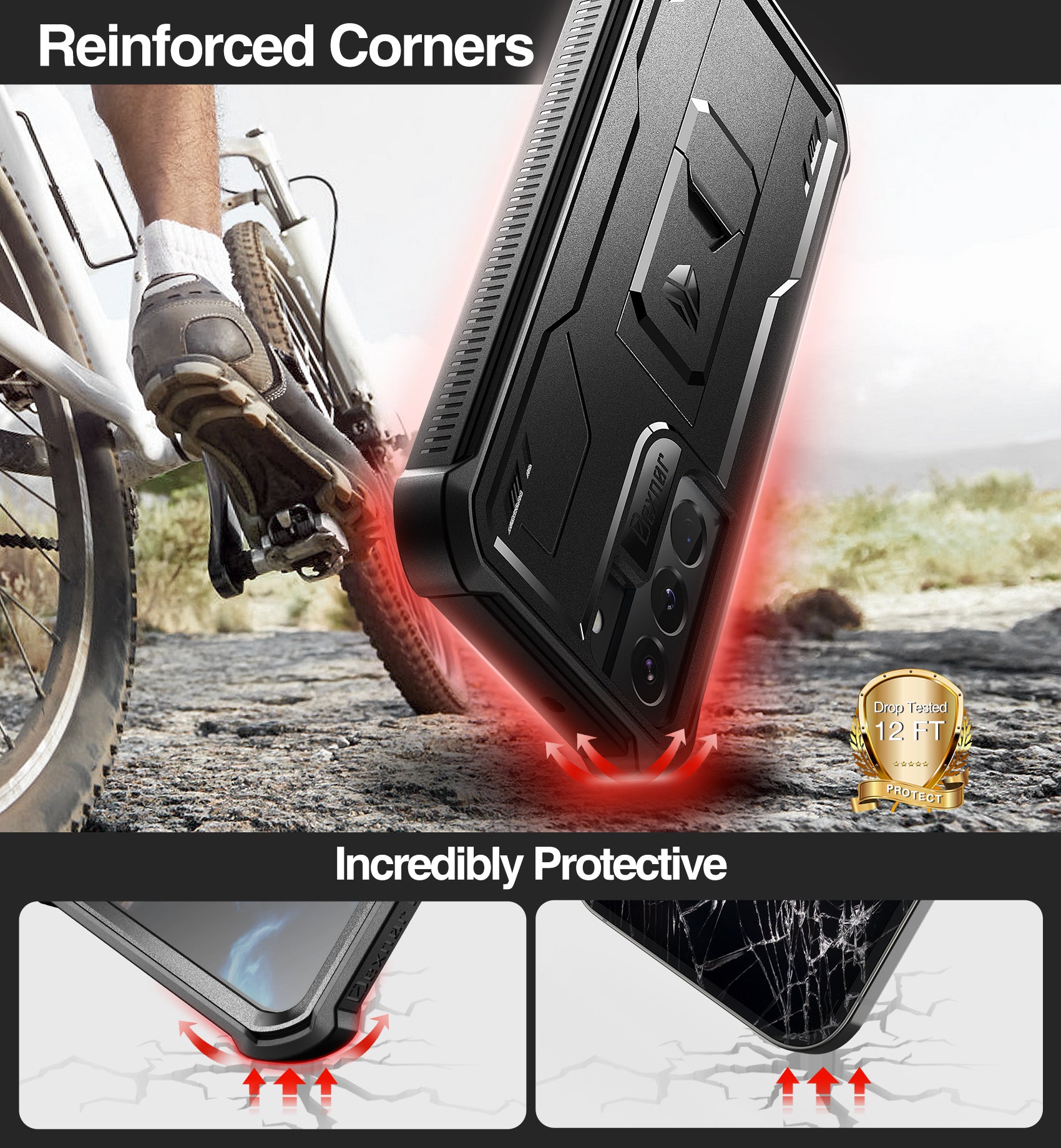 Dexnor Case for Samsung Galaxy S22 5G 6.1 inches Extra Front Frame Heavy Duty Military Grade Protection Built-in Screen Protector and Kickstand Full Body