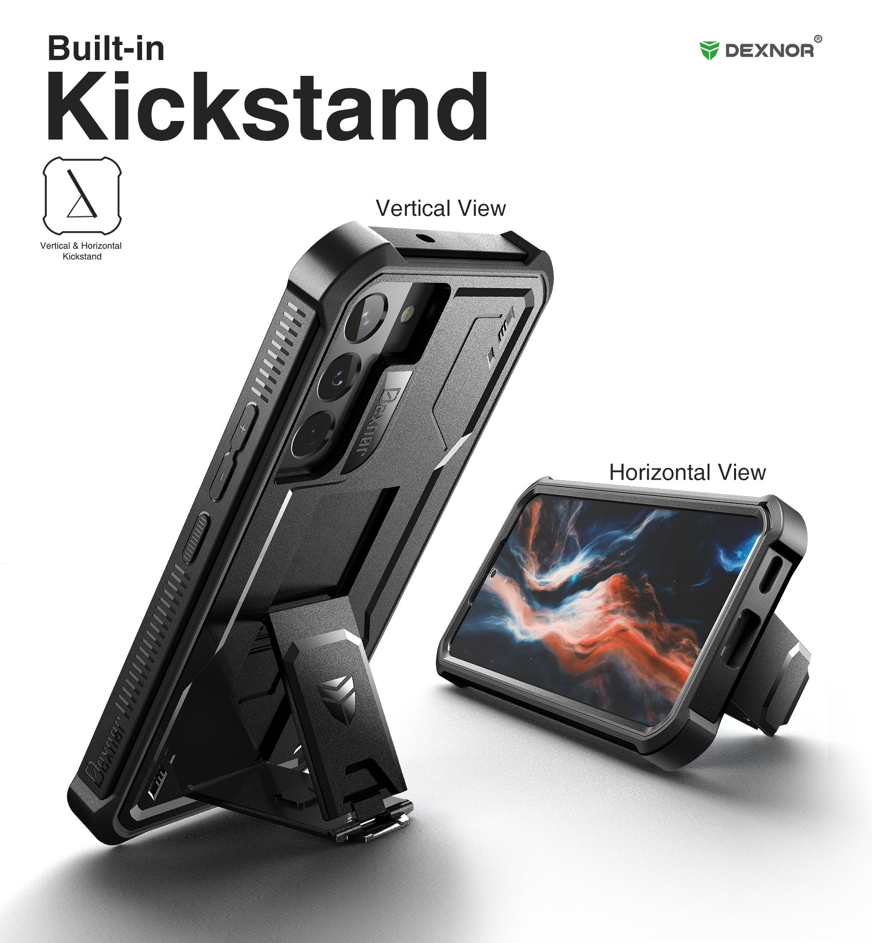 Dexnor Case for Samsung Galaxy S22 5G 6.1 inches Extra Front Frame Heavy Duty Military Grade Protection Built-in Screen Protector and Kickstand Full Body