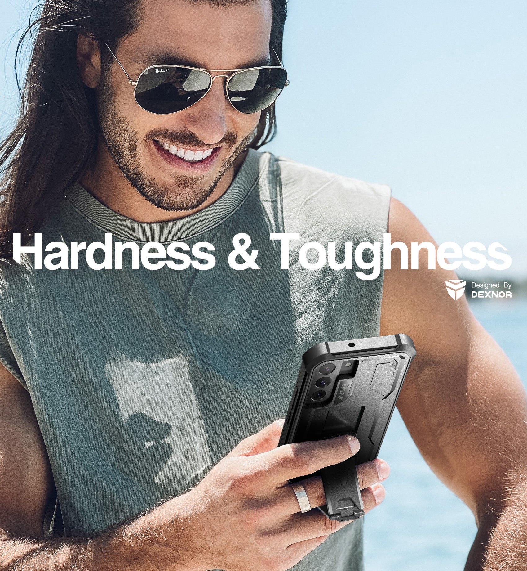 Dexnor Case for Samsung Galaxy S22 5G 6.1 inches Extra Front Frame Heavy Duty Military Grade Protection Built-in Screen Protector and Kickstand Full Body